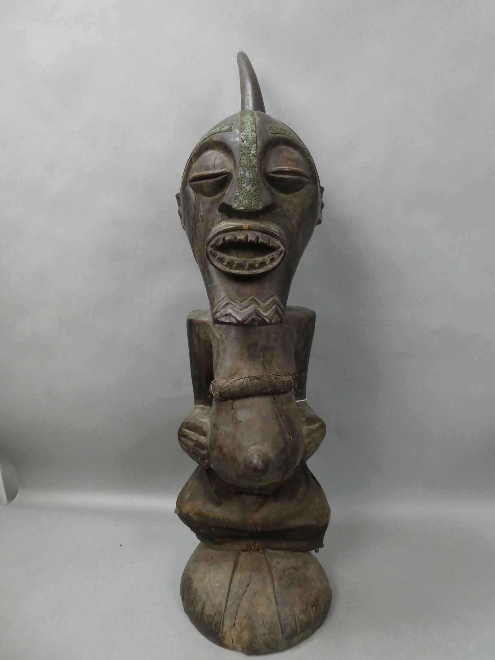 Large Dongye Nikisi Congo Power Figure Carved Wood Statue (1 of 9)