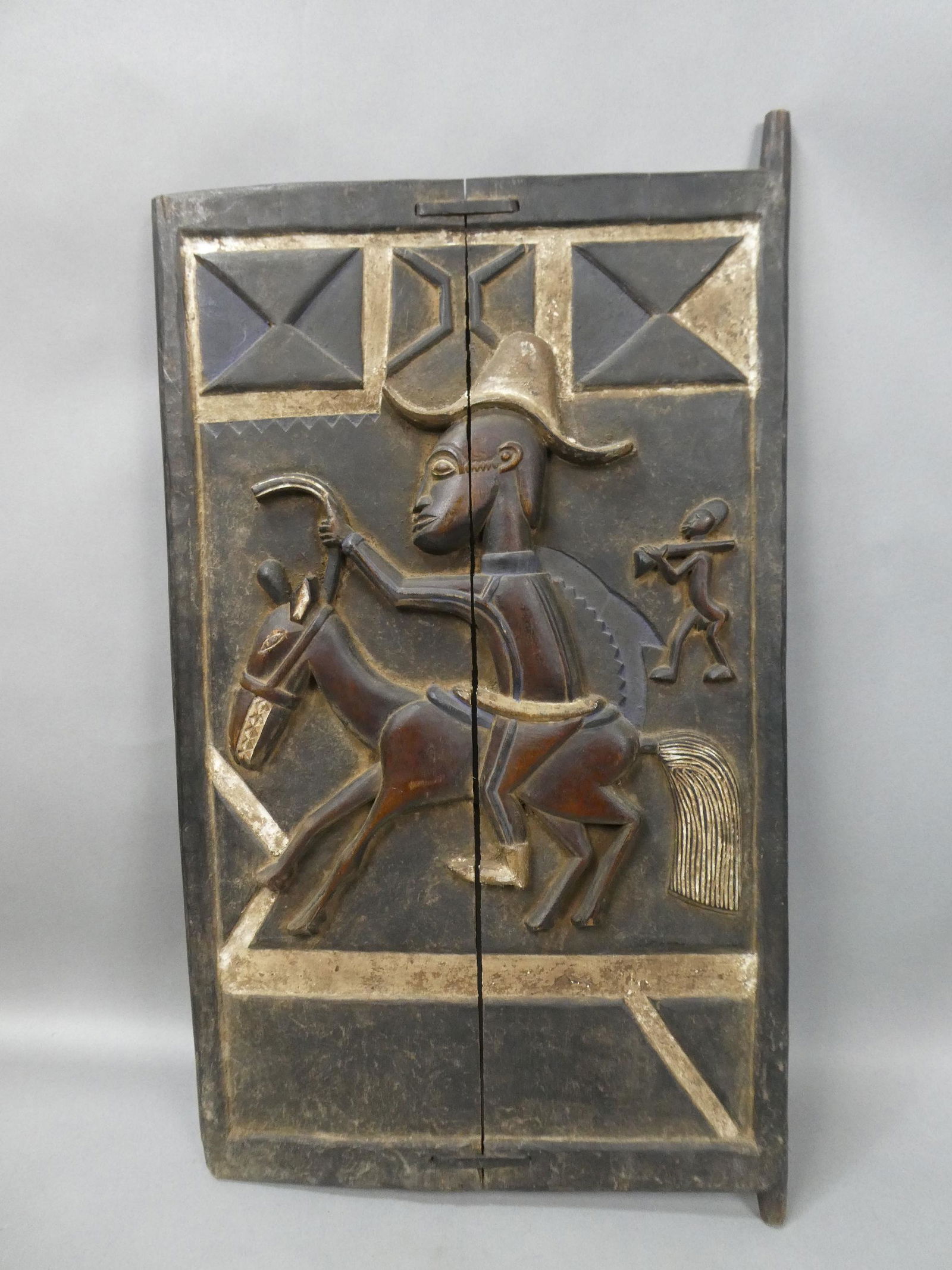 African Carved Man on Horse Baule Wooden Door (1 of 8)
