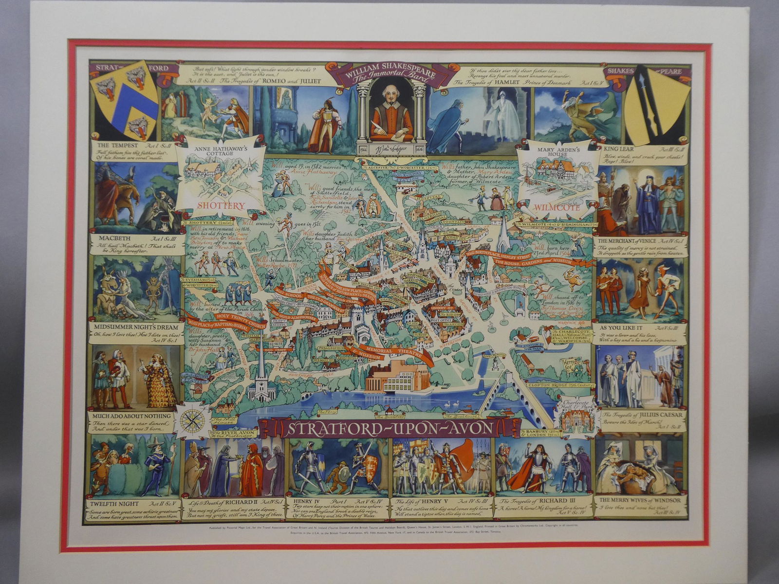 Vintage William Shakespeare Stratford-Upon-Avon Pictorial Map (1 of 12)