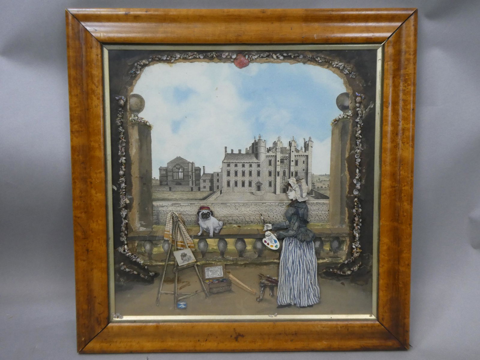 Vintage Mixed Media Diorama View of Hyton Castle in Durham (1 of 17)