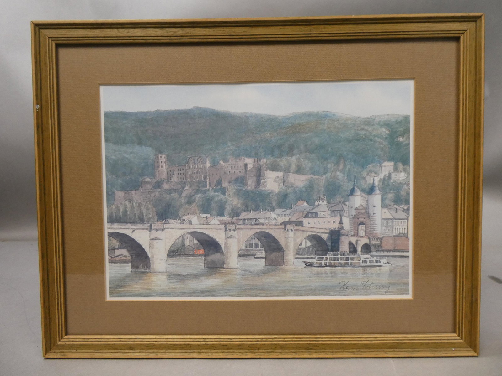 Hans Potrebny Heidelberg Germany Watercolor Painting: Hans Potrebny Heidelberg Germany Watercolor Painting framed under glass Listed 20th Century German artist. Measurements in inches: 17 x 13, image: 12 x 8 Condition:Good with no problems Shipping:We of