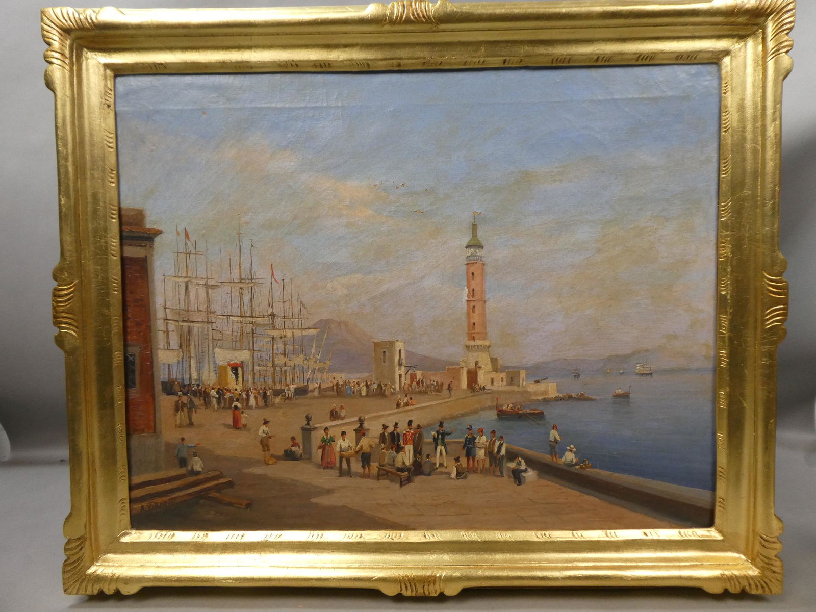 Achille Vianelli Port of Naples Oil Painting (1 of 16)