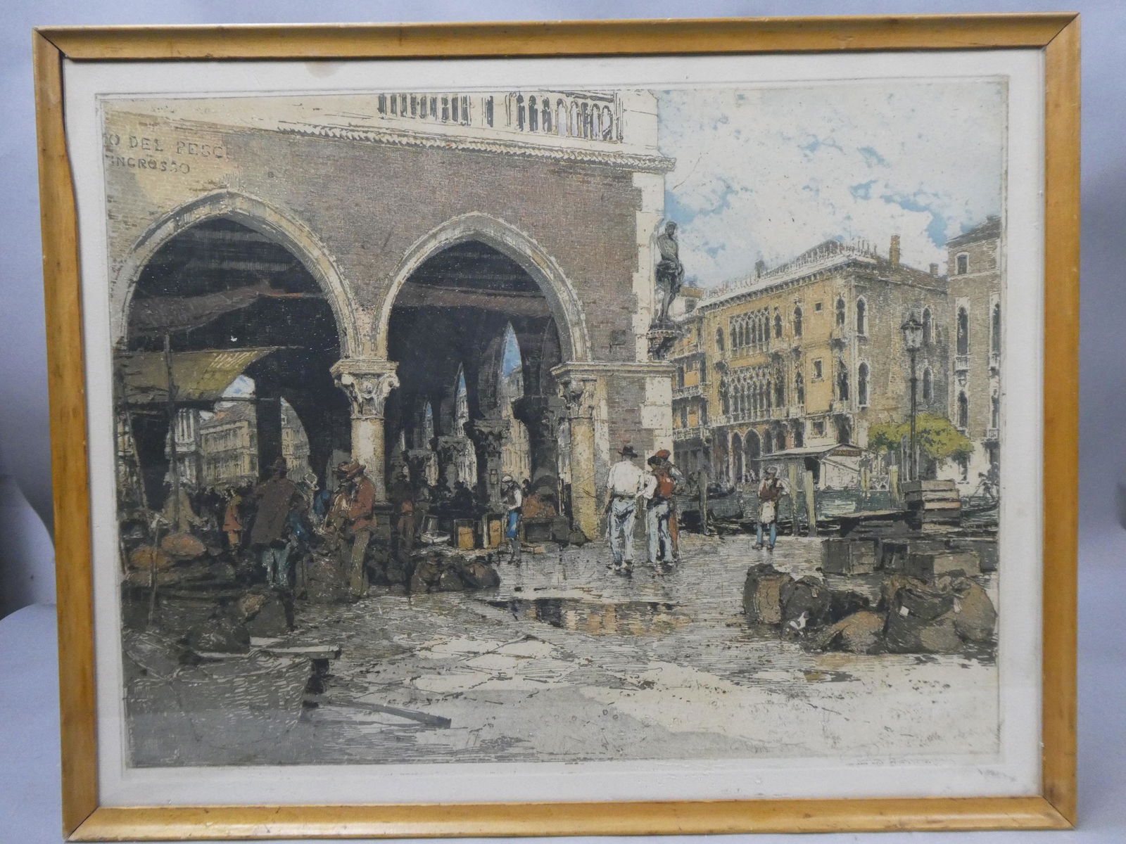 Luigi Kasimir Venice Fish Market Color Etching (1 of 15)