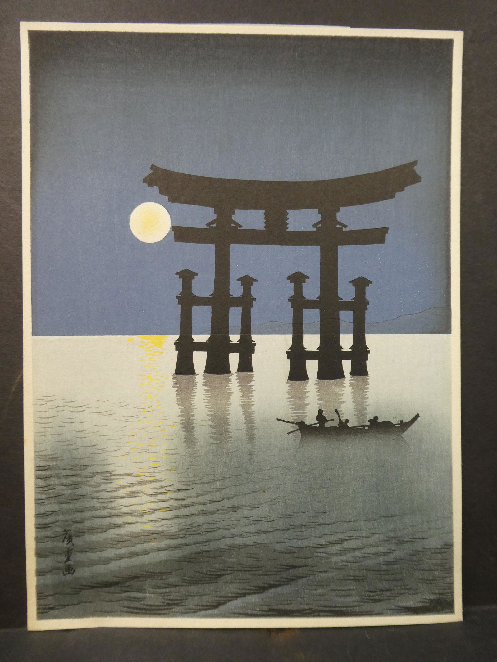 Ando Hiroshige Repro Japanese Woodblock Print Moonlight Lake (1 of 8)