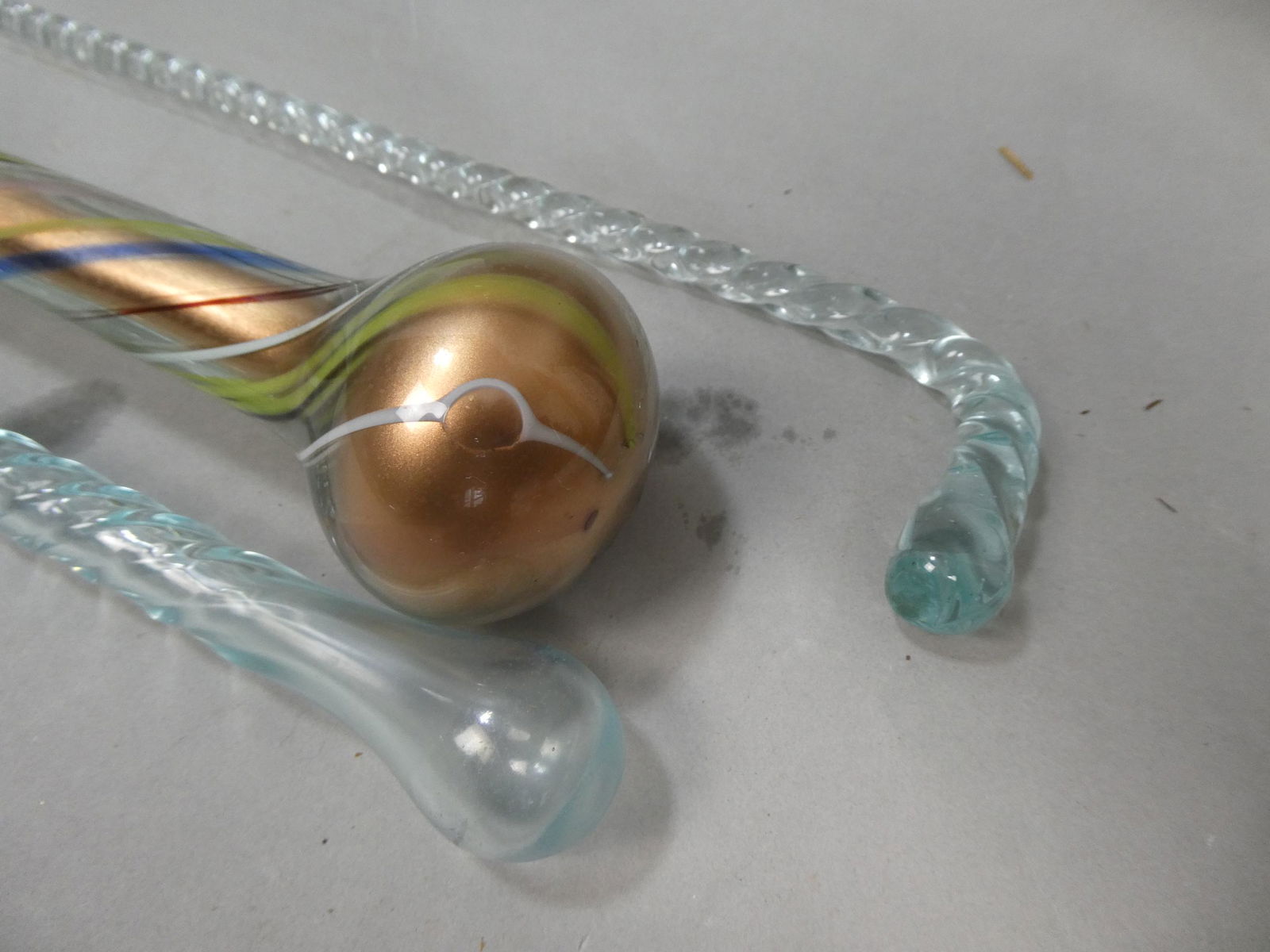Lot 3 Vintage Blown Glass Assorted Walking Stick Canes (1 of 12)