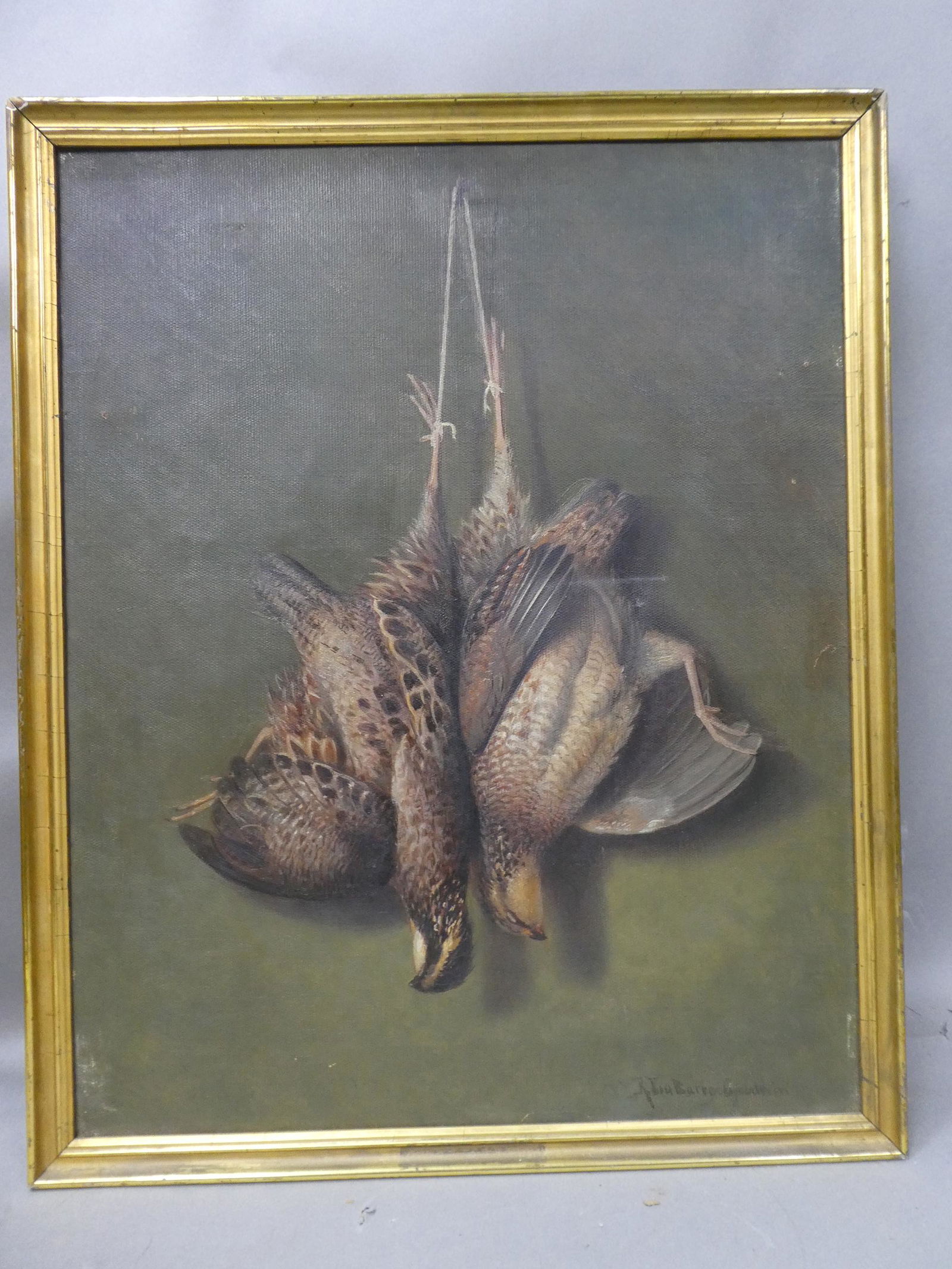 19th Century Signed Hunting Game Birds Trophy Oil Painting (1 of 14)