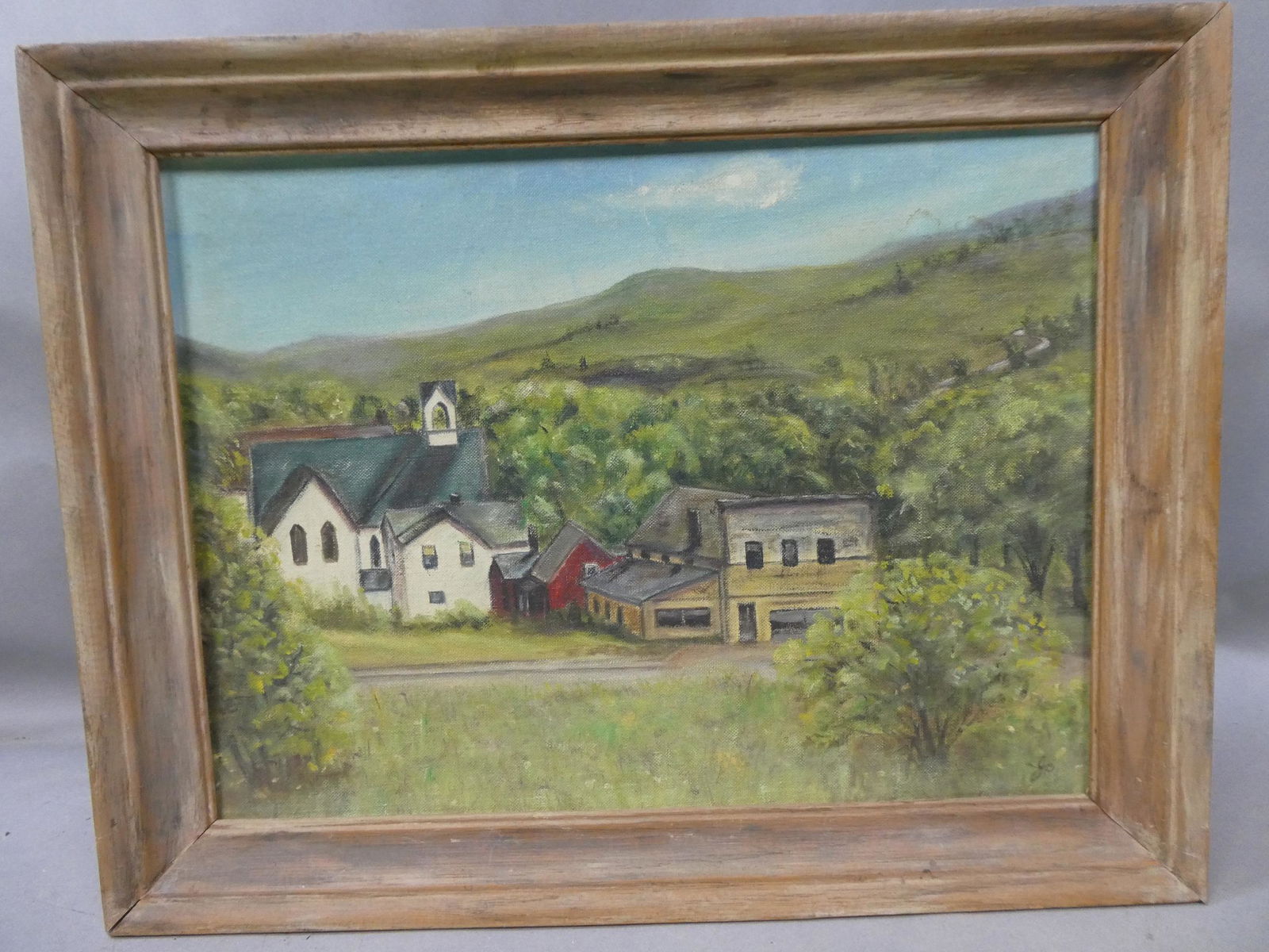 1967 J Johnson Signed Folk Art Iron Mountains Oil Painting (1 of 15)