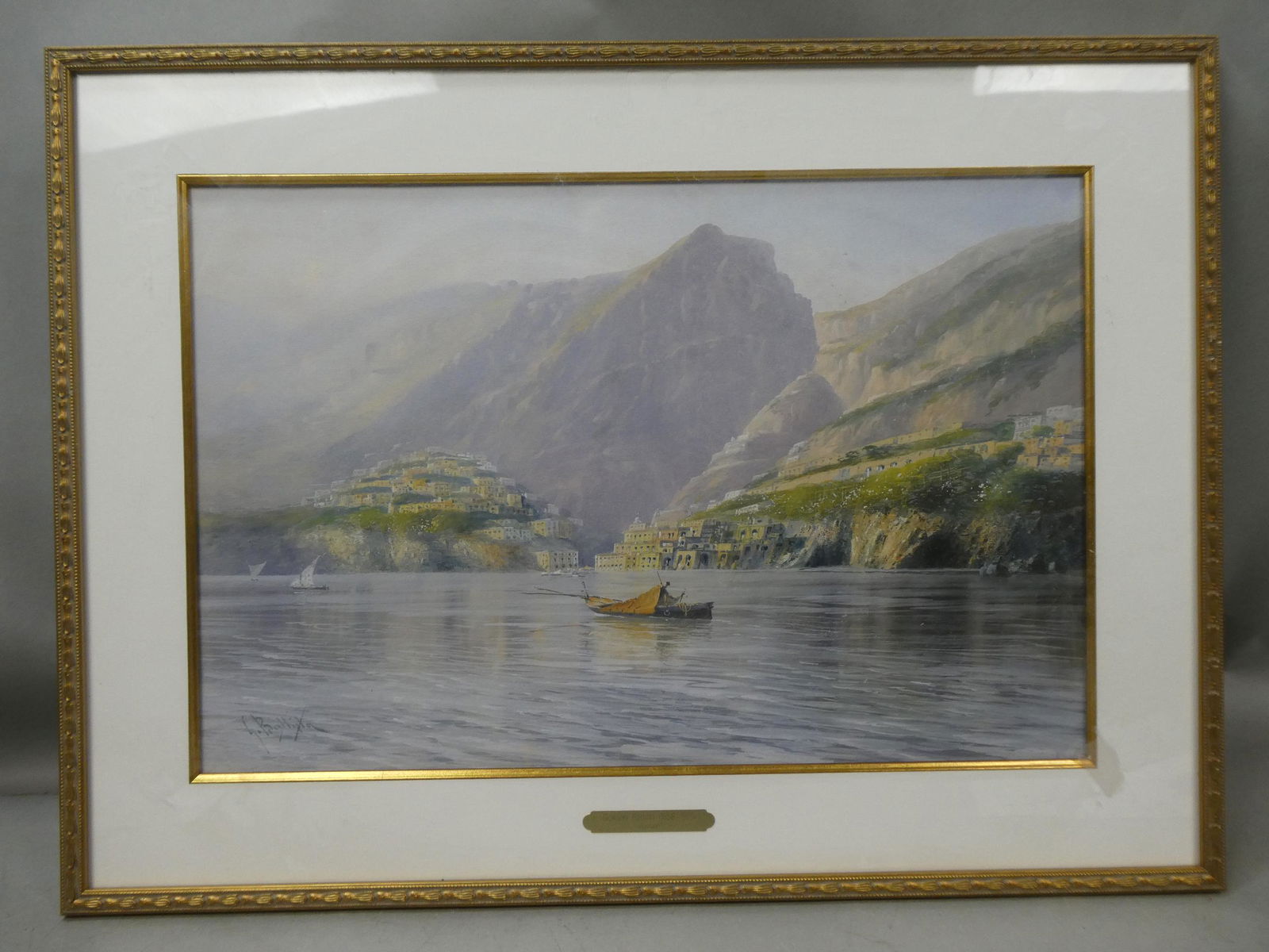 Giovanni Battista Positano Amalfi Coast Gouache Watercolor Painting (1 of 17)