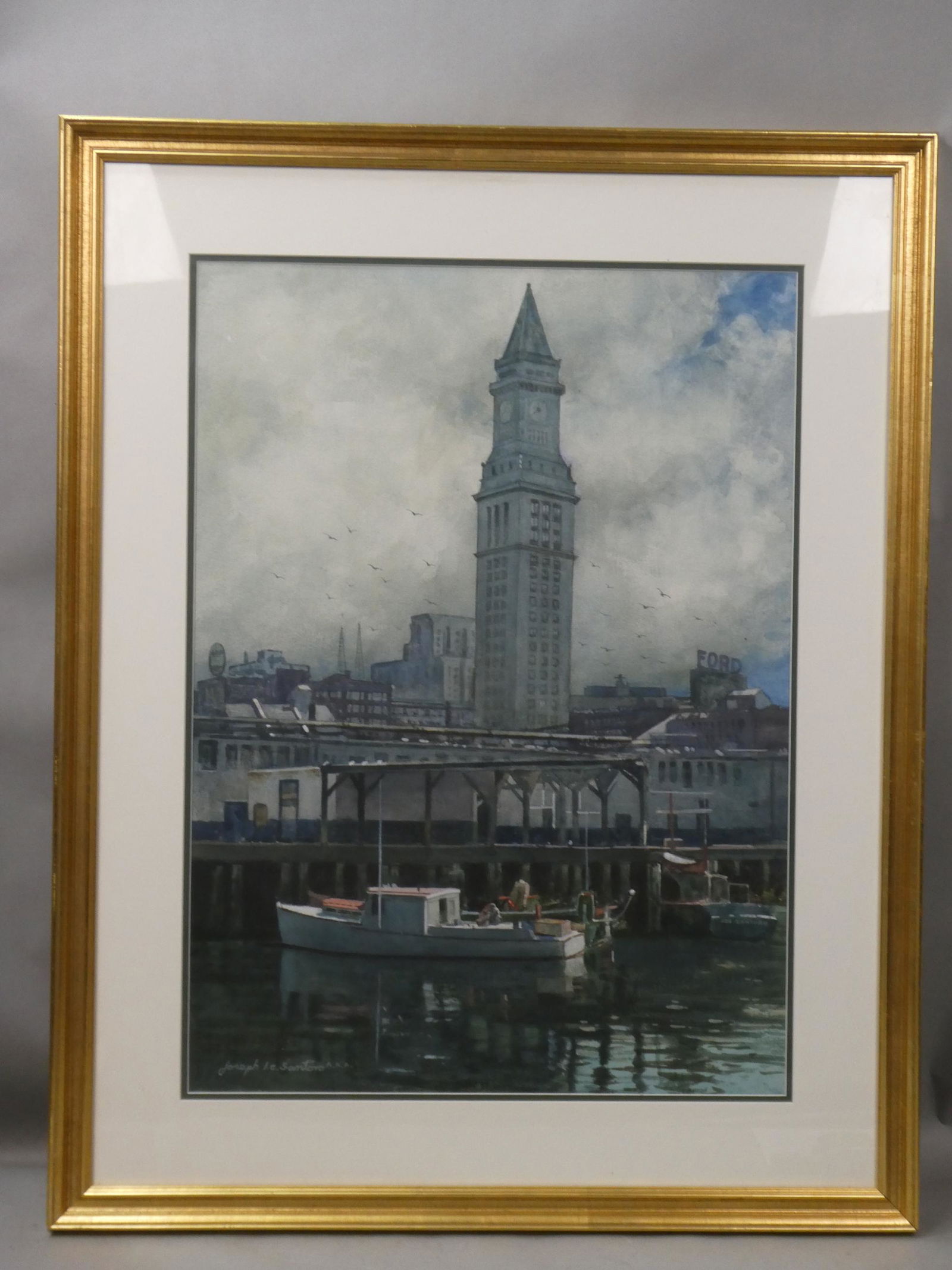 Joseph Santoro Boston/The Customs House Large Watercolor Painting (1 of 16)