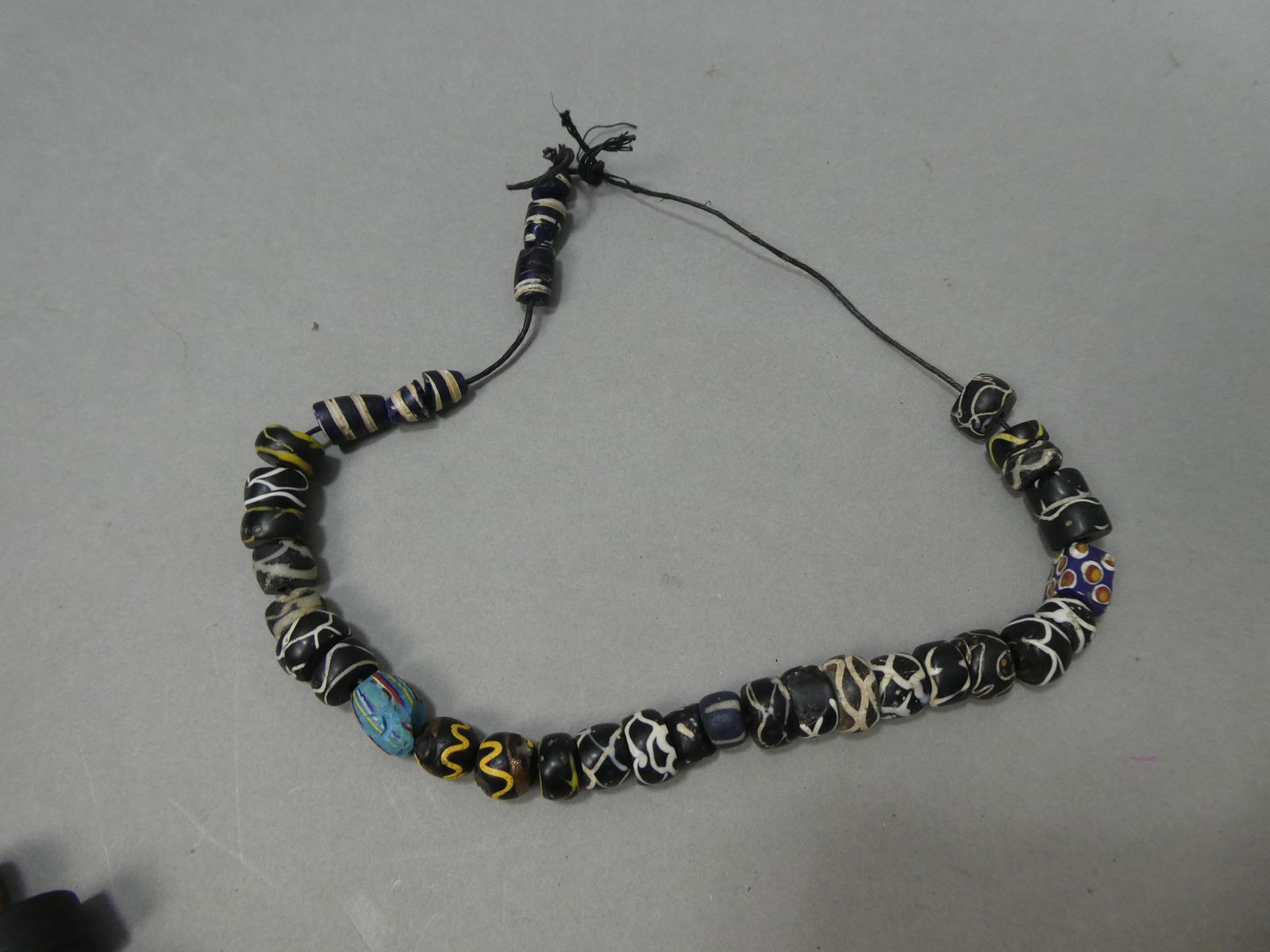 Antique African Trade Black Swirl Venetian Beads Beaded Necklace (1 of 7)