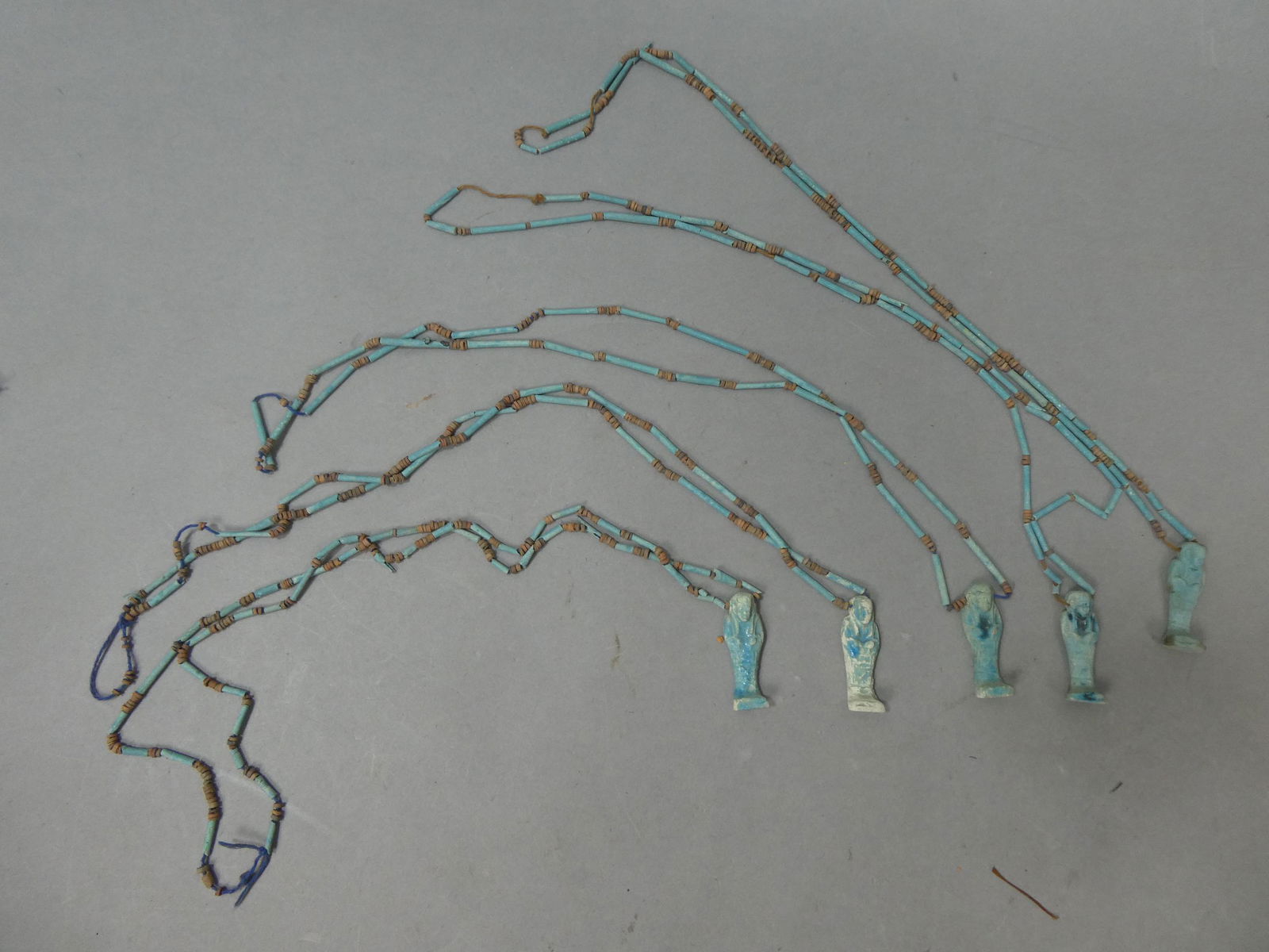 Lot 5 Egyptian Faience Mummy Bead Necklace w/ Ushabti Pendant (1 of 6)