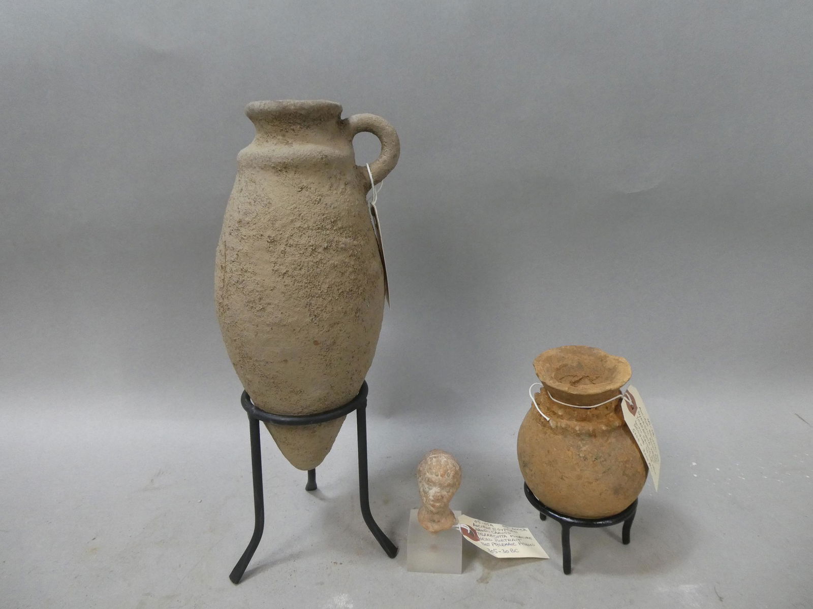 Lot 3 Repro Egyptian Pre-dynastic Terra Cotta Vessels & Head (1 of 11)