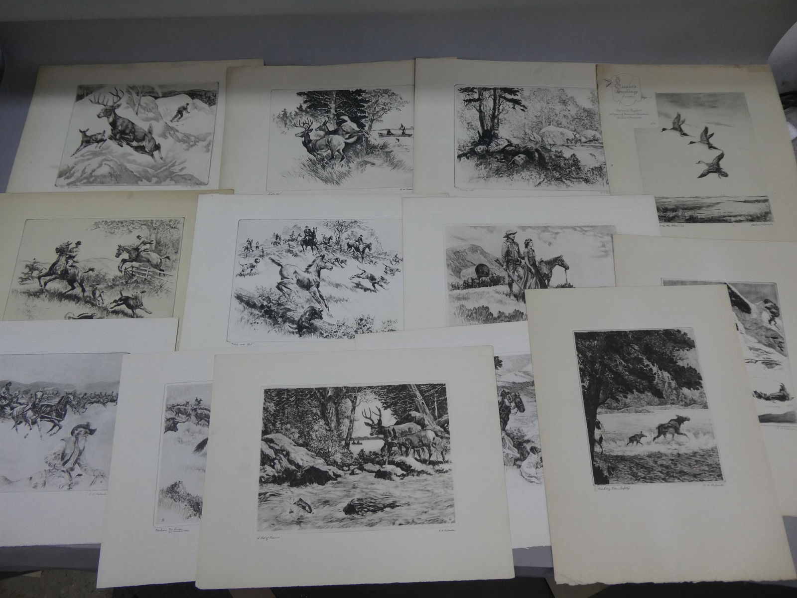 Lot 16 Reinhold H. Palenske Cowboy Western Themed Etchings (1 of 8)