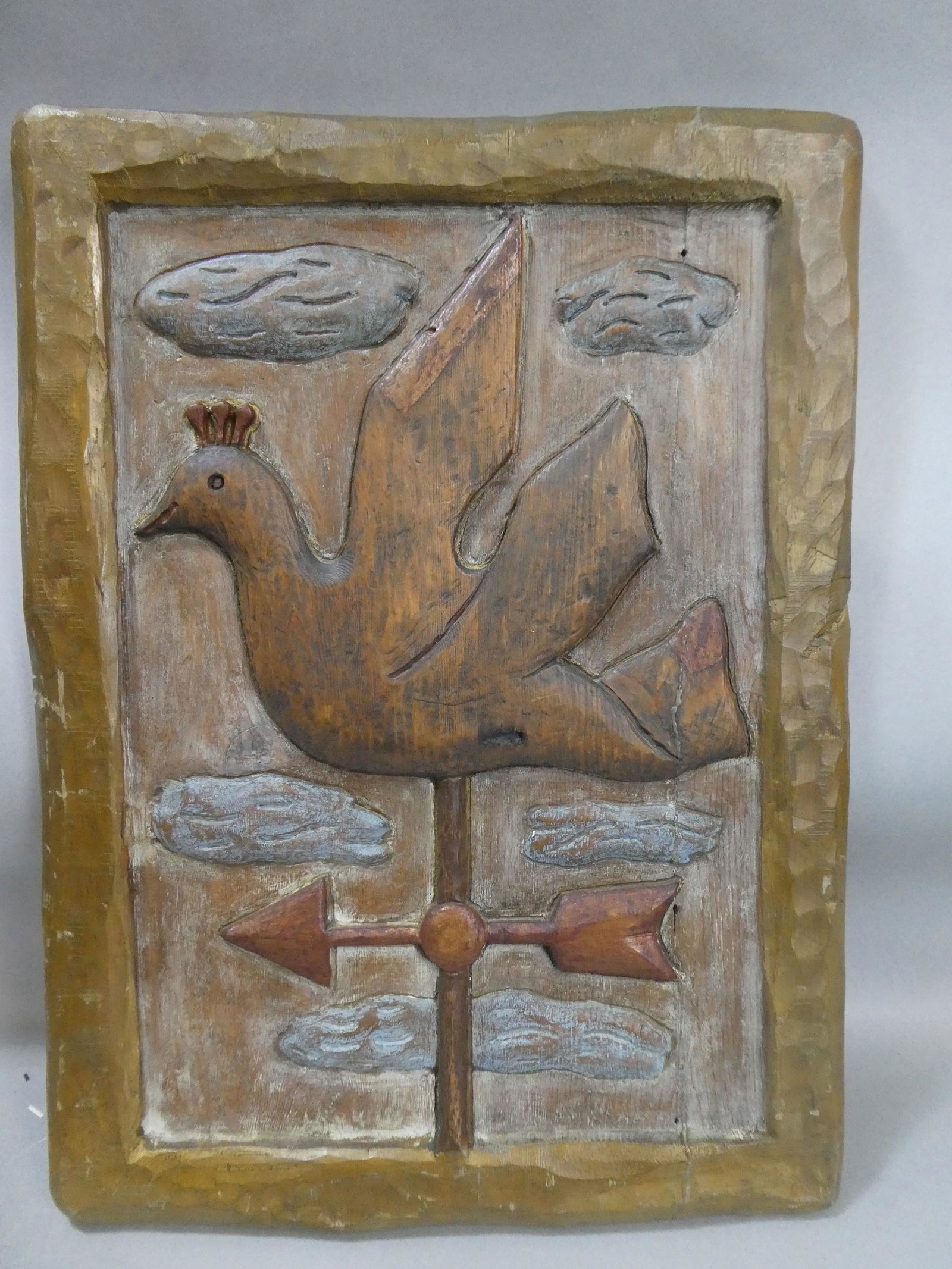 Vintage Pino L De Luna Carved Wood Relief Bird Weathervane Wall Plaque (1 of 10)