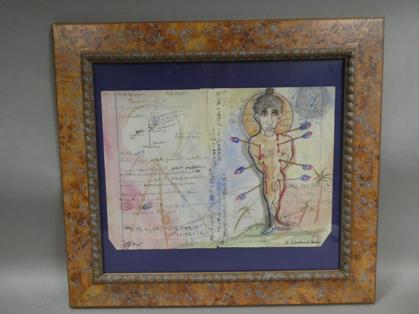 Mixed Media Framed Art of St Saint Sebastian: Mixed Media Framed Art of St Saint Sebastian. Measurements in inches: 18 1/2 x 20 1/2, image: 14 x16 Condition:Good with no problems Shipping:We offer in-house shipping. Item(s) will be packed after i