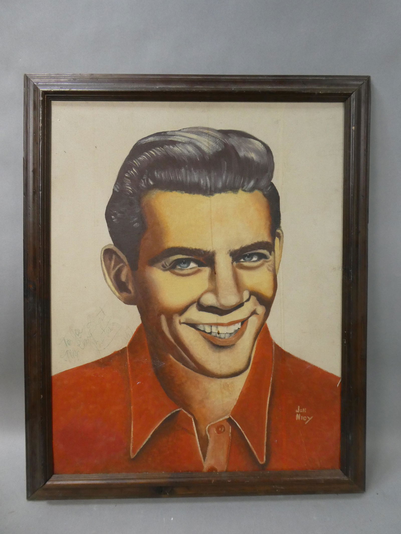 Mid-Century Joe Nidy Portrait of Smiling Man Oil Painting (1 of 11)