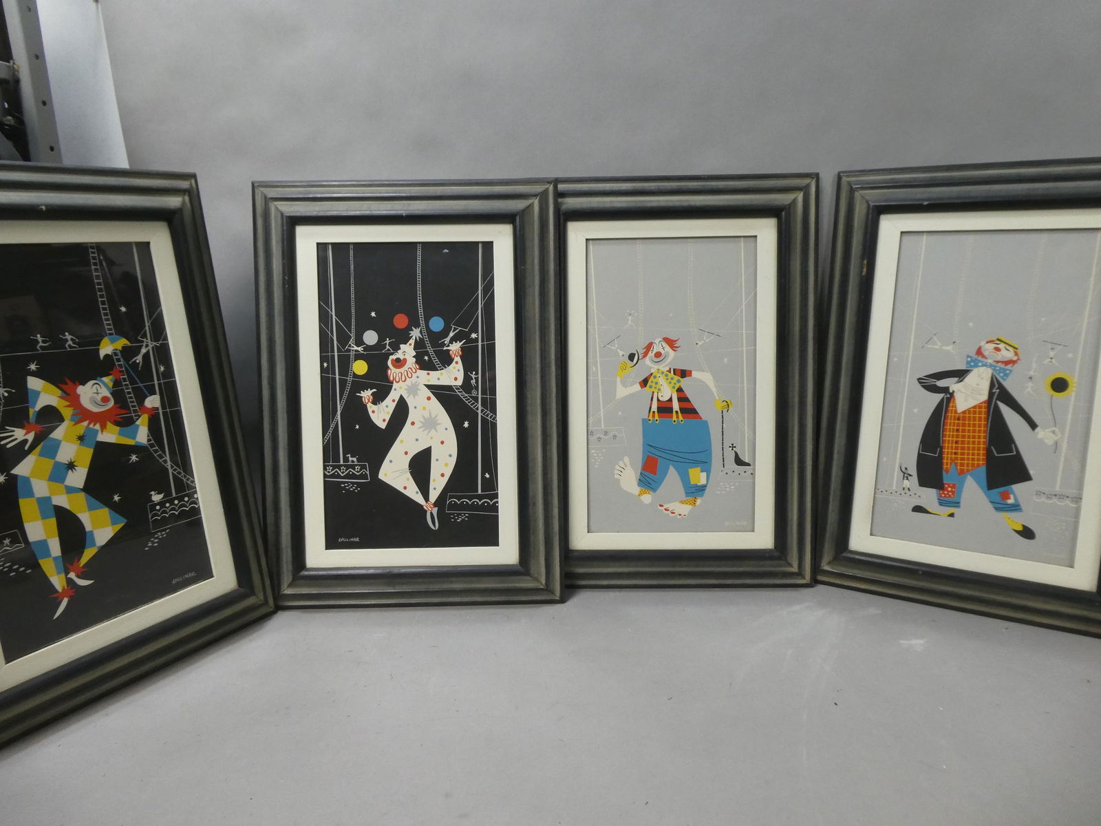 Lot 4 Signed Apolinar Framed Clown Prints (1 of 9)