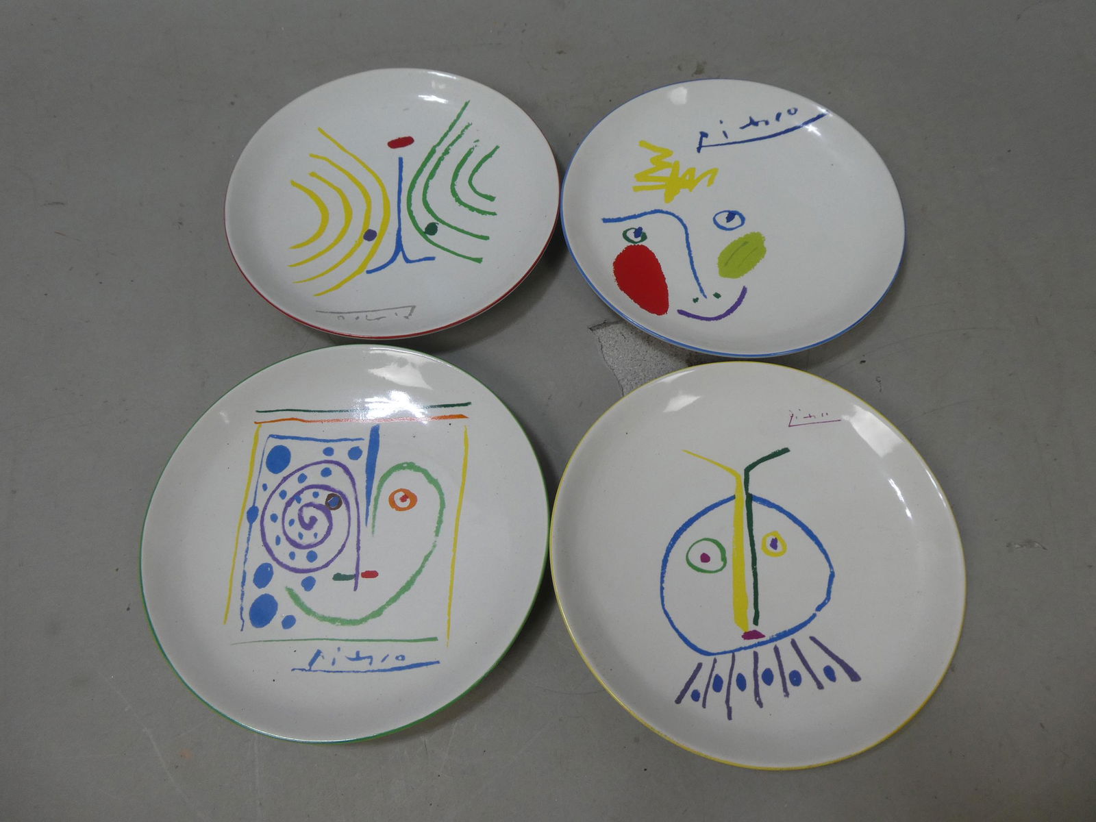 Set 4 1996 Succession Pablo Picasso Living Plates Washerwoman Nanny Heart & Apythia (1 of 9)