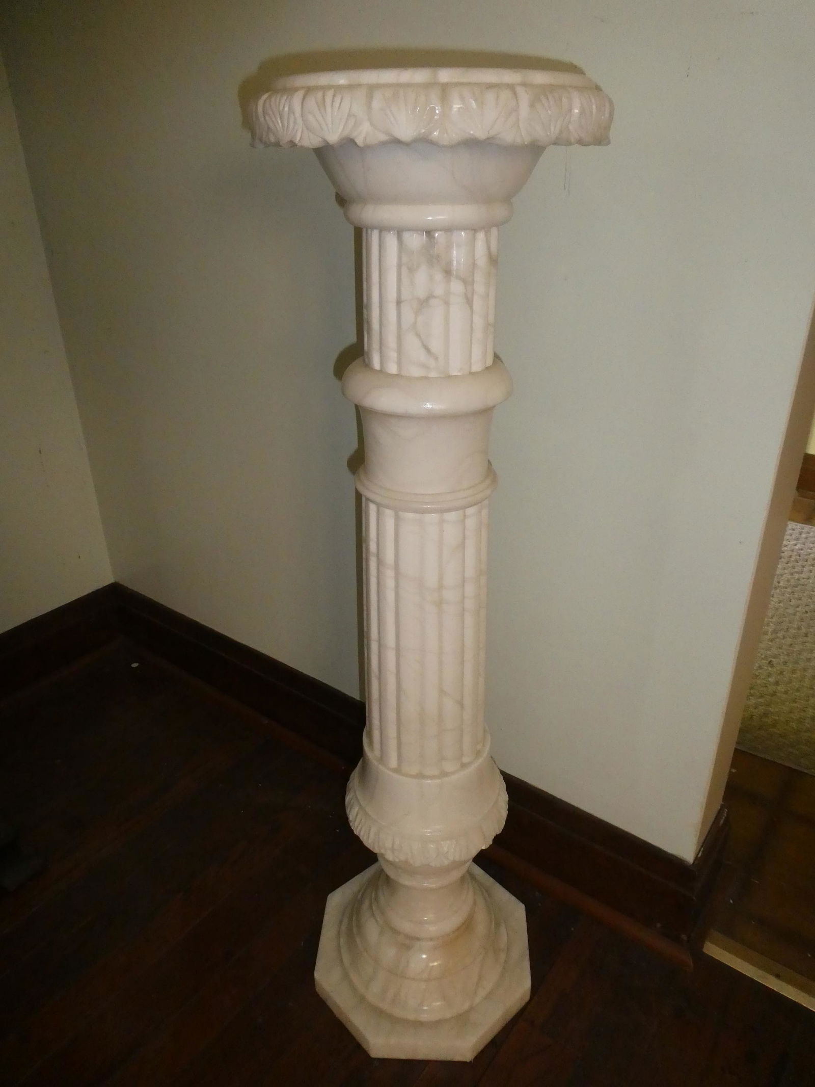 Vintage Spanish White Marble 39" High Pedestal (1 of 6)