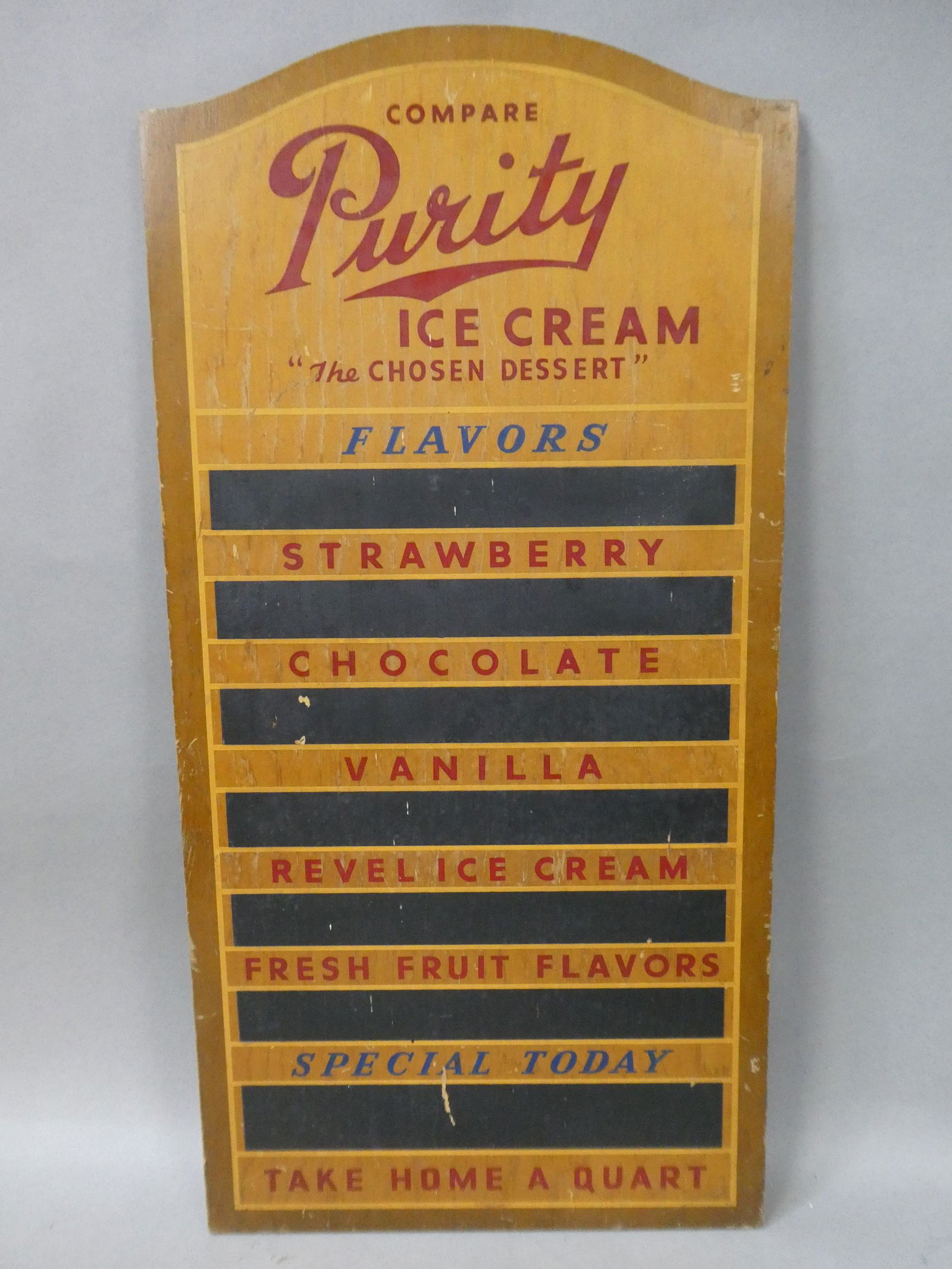 1950's Wood Purity Ice Cream Store Parlor Sign (1 of 6)