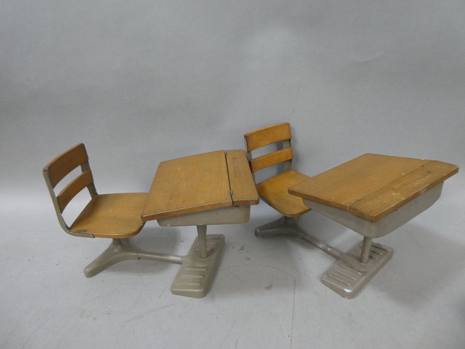Pair Vintage Carl Cervenka Model School Childs Desks Salesman Samples (1 of 8)