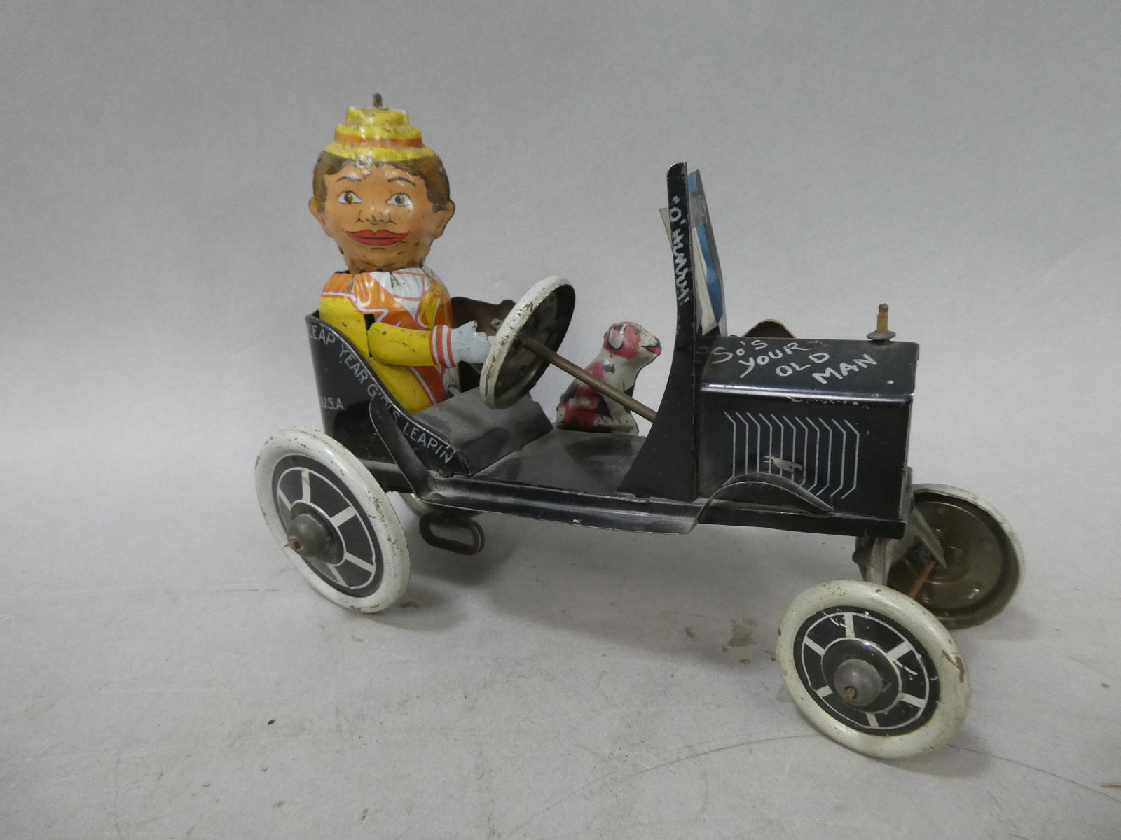 1930's Marx Tin Litho Lizzie of the Valley 4 Wheels No Breaks Wind Up (1 of 5)