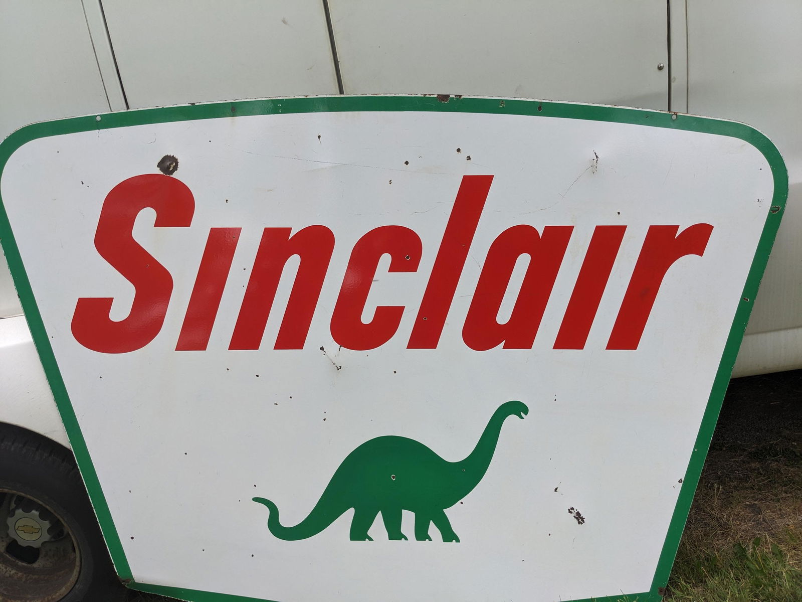 1961 Dinosaur Sinclair 7x5 Foot Double Sided Porcelain Sign (1 of 8)