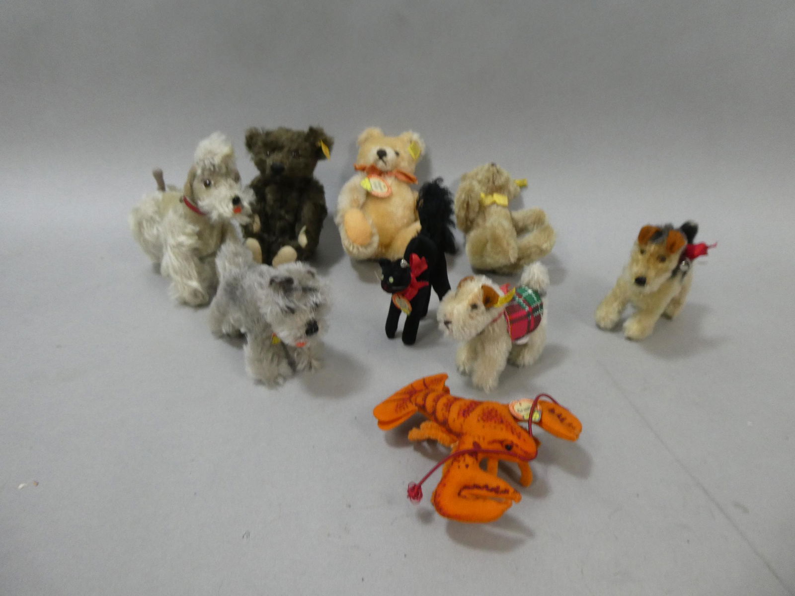 Lot Vintage Original Steiff Teddy Bears Crab Cat & Dogs (1 of 10)