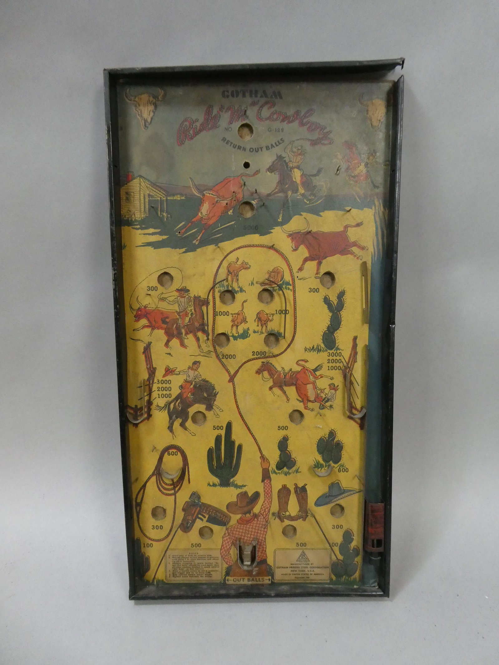 1939 Gotham Ride M Cowboy Table Top Pinball Game (1 of 8)