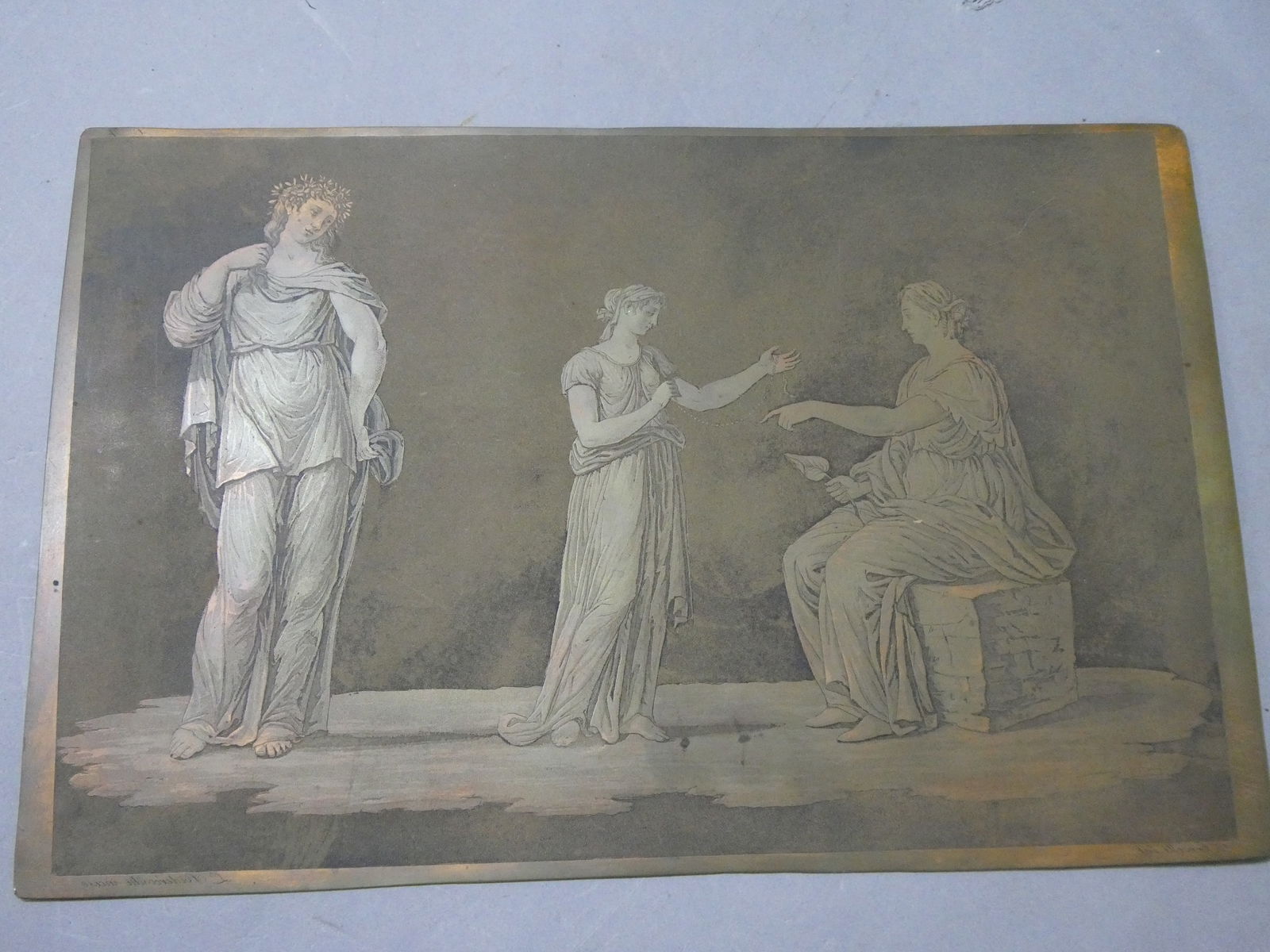 c1800 Original French Neoclassical Scene Copper Printing Plate (1 of 10)