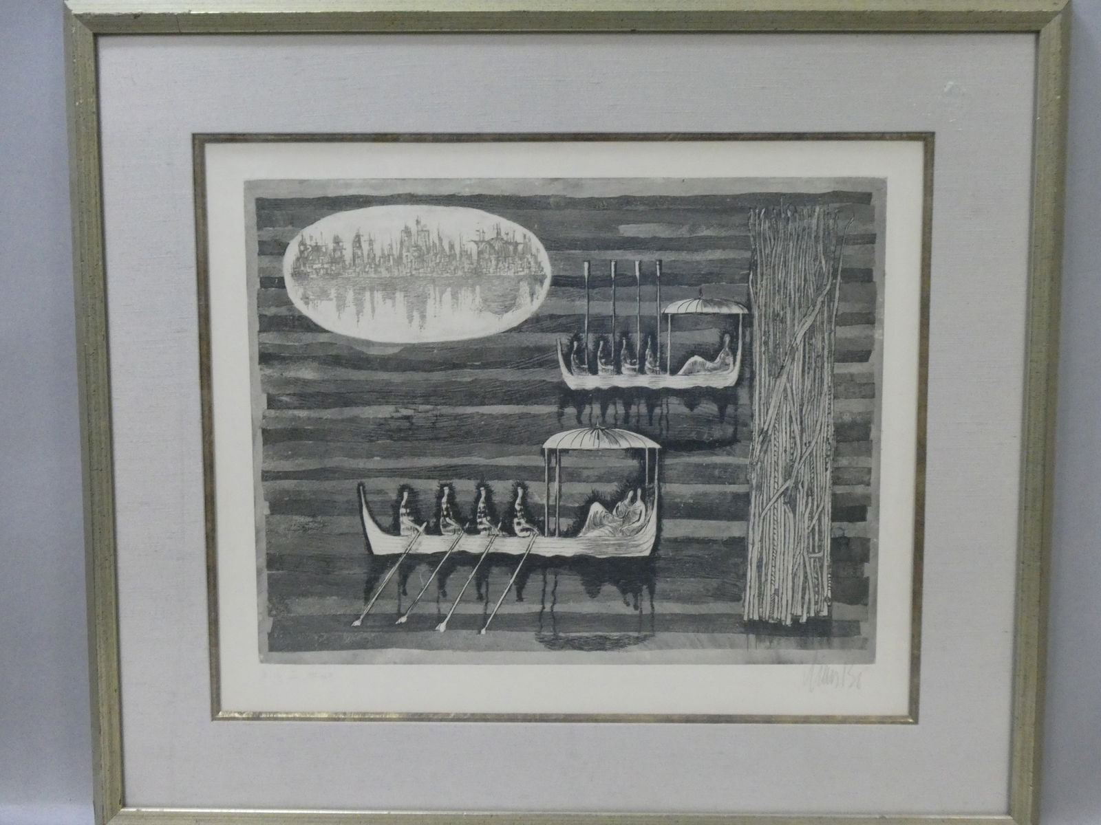 Lars Bo Long Boats  Ltd Ed Surrealist Etching (1 of 12)