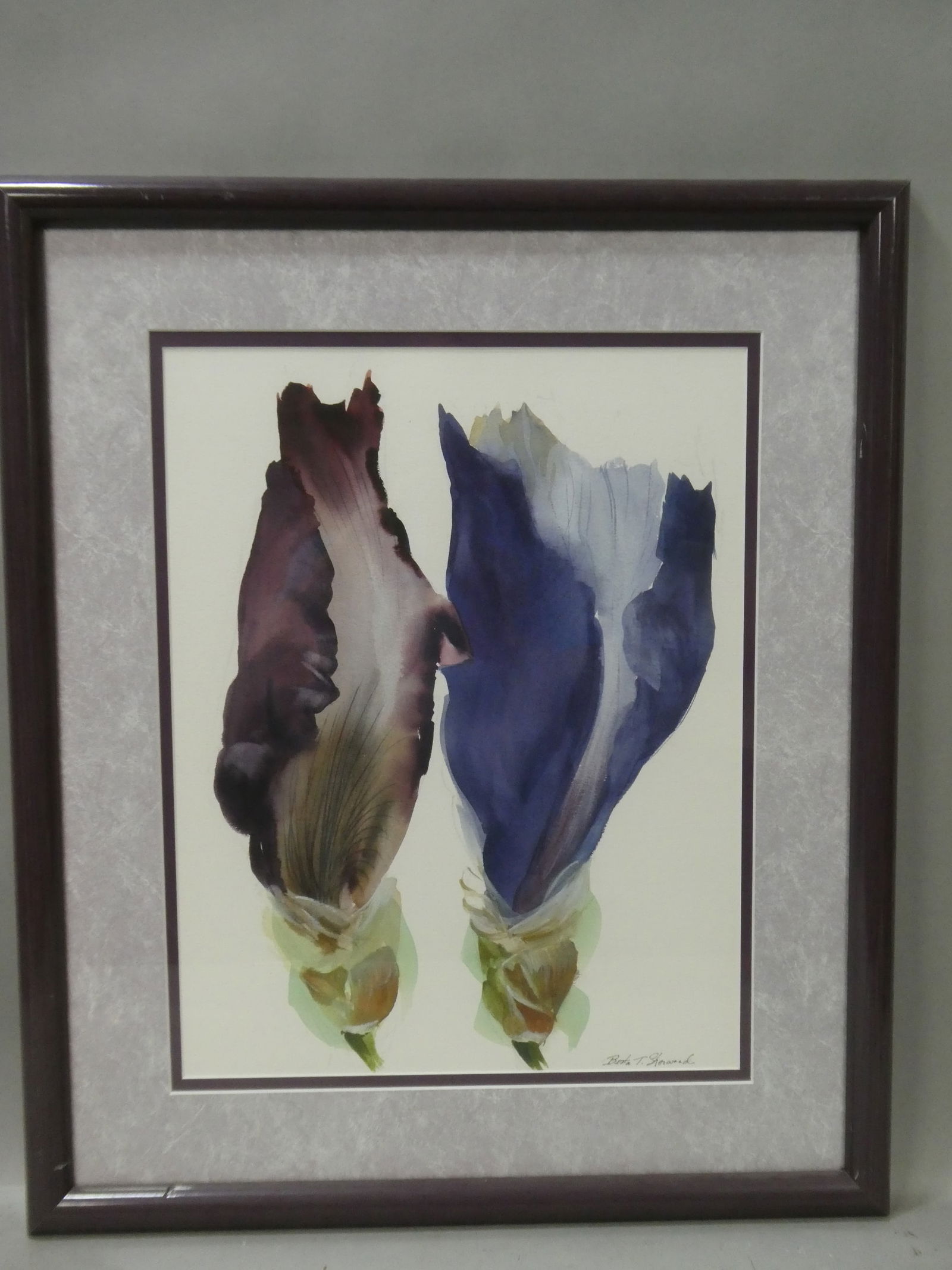 Berta Y Sherwood Signed Watercolor Painting of Iris Flowers (1 of 11)