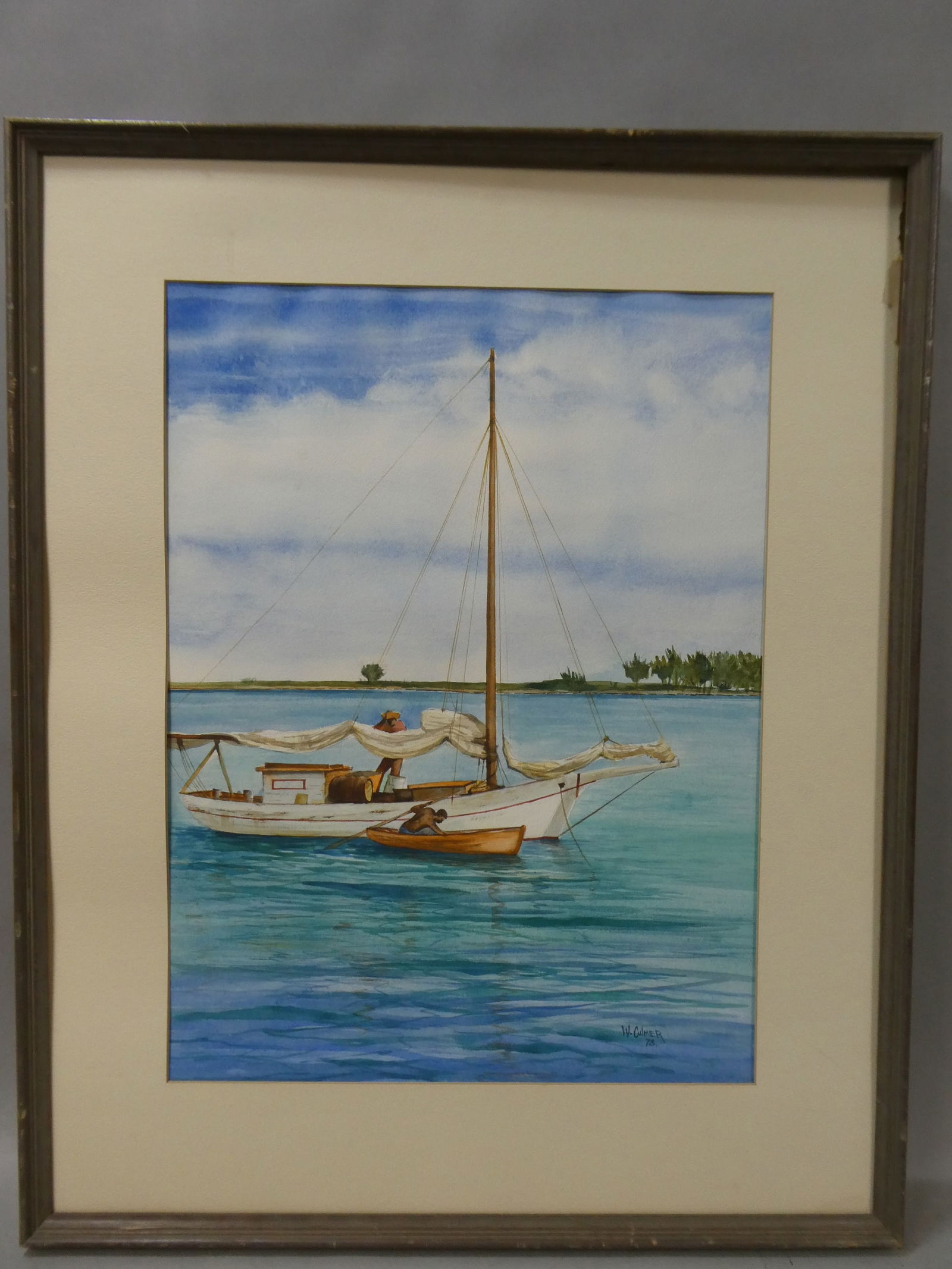 1978 W Culmer Signed Watercolor Painting of Sailboat (1 of 14)