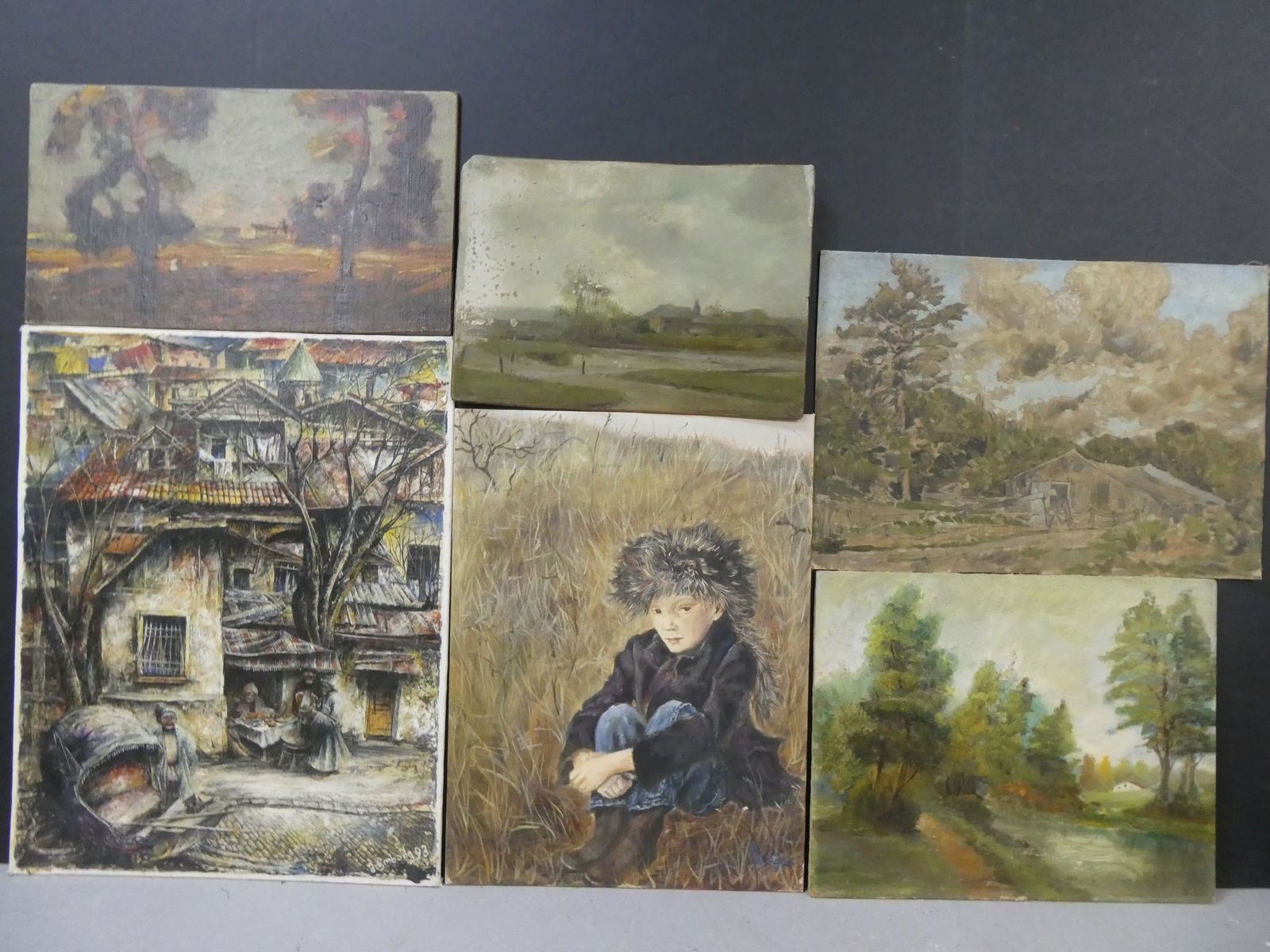Lot 4 Vintage Assorted Small Oil Paintings on Board (1 of 7)