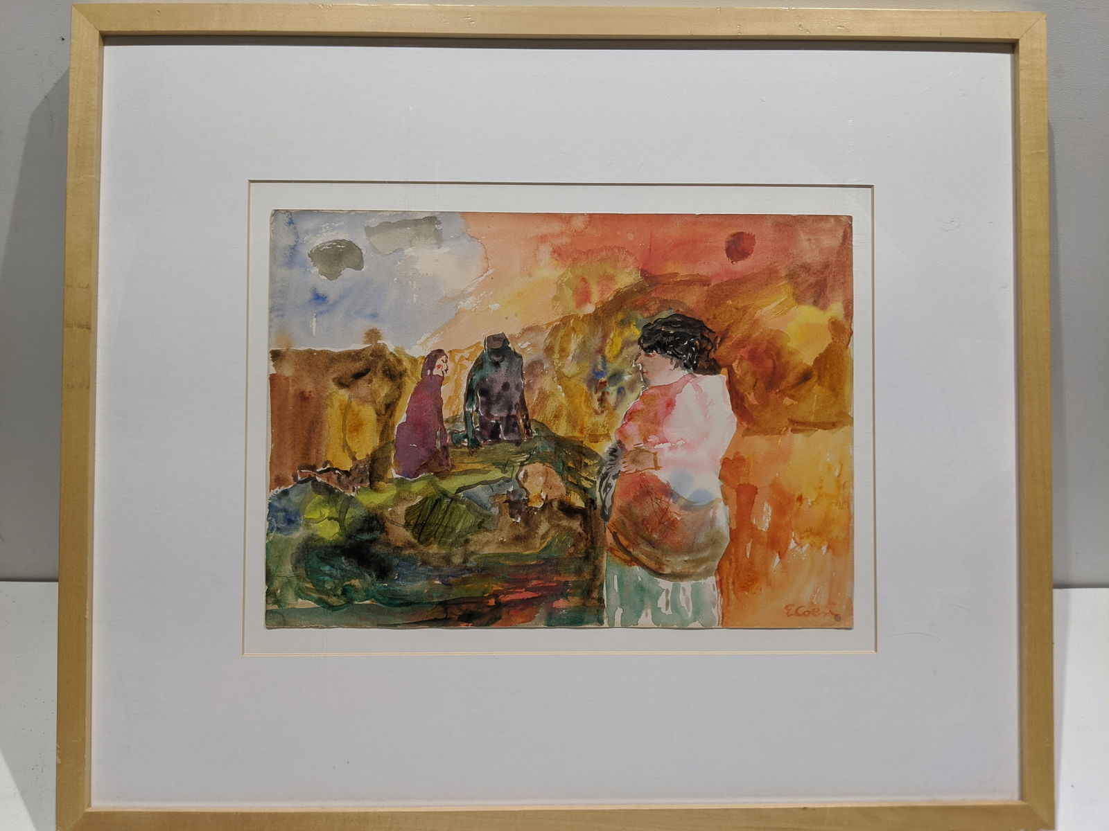 1995 Eleanor Coen Marth & 2 Friends Watercolor Painting (1 of 13)