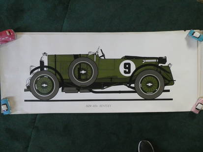 Set 4 HUGE Race Car Posters Ford GT Mk2 Ferrari 250LM 1924 Bugatti Type 35 1929 Bentley 4 1/2 Litre: Set 4 HUGE Race Car Posters Ford GT Mk2 Ferrari 250LM 1924 Bugatti Type 35 1929 Bentley 4 1/2 Litre. Measurements in inches: 24 x 60 each Condition:Has some soiling, minor tears and writing on one Shi