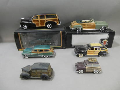 Lot 6 Woody Model Cars Maisto 1948 Chevy Fleetmaster Motor City Classics 1948 Chrysler Town: Lot 6 Woody Model Cars Miasto 1948 Chevy Fleetmaster Motor City Classics 1948 Chrysler Town and Country and more. Condition:As found, sold as is. Town and country missing side mirrors Shipping:We offe