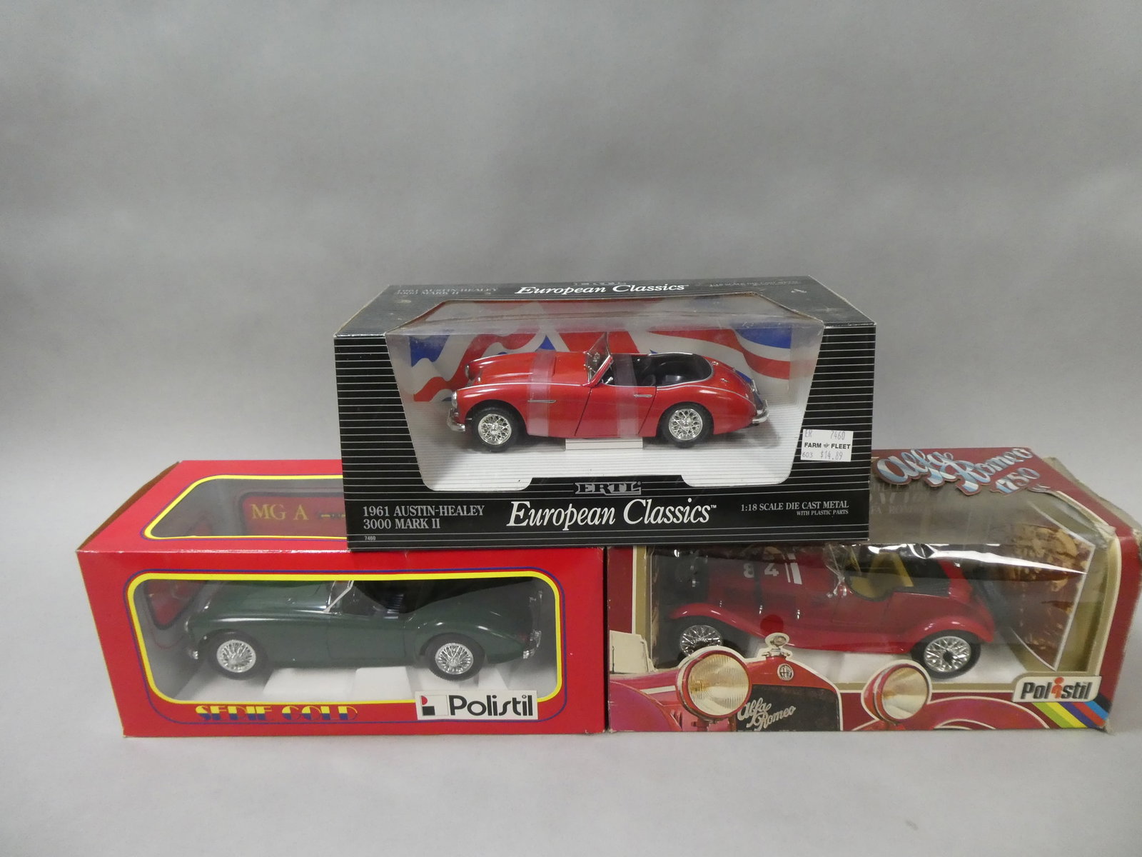Lot 3 NOS Die Cast Models Polistil Alfa Romeo 1750 CC MG A Twin Cam & Ertle Austin-Healey 3000 Mark (1 of 7)