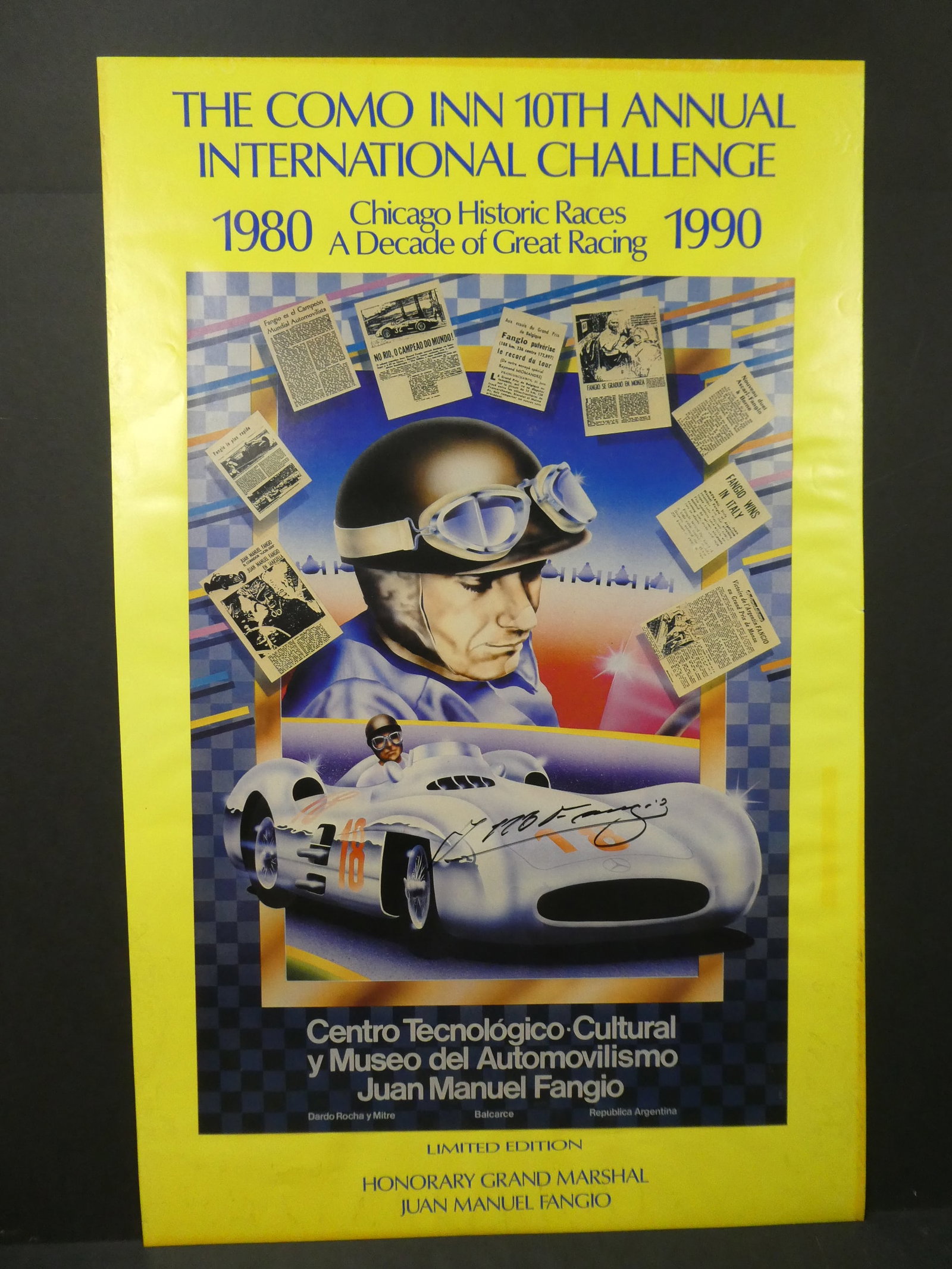 Juan Manual Fangio Autographed Poster 1990  Como Inn 10th Annual International Challenge (1 of 11)