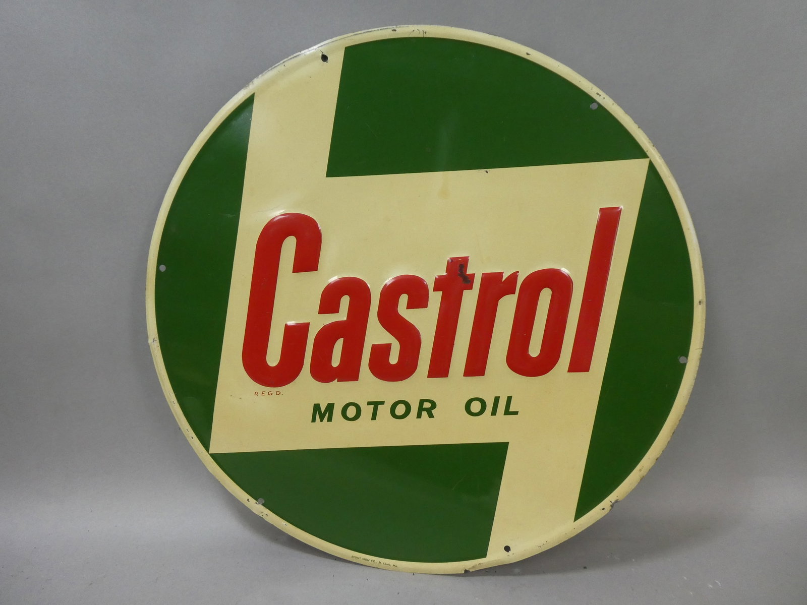 Vintage Original Embossed Castrol Motor Oil Round Metal Wall Sign (1 of 5)
