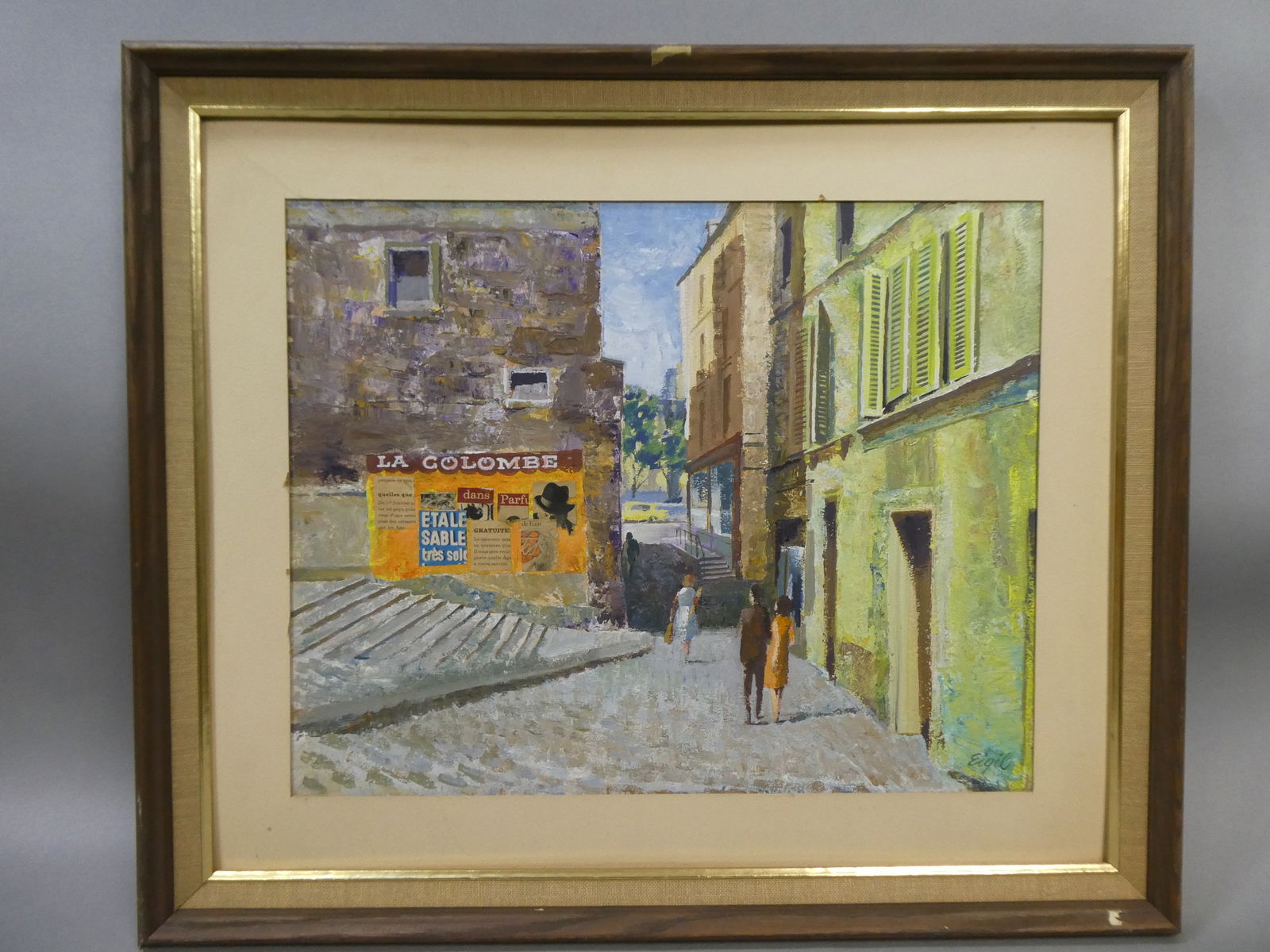Vintage c1960's Signed Eigil French Street Scene Mixed Material Oil Painting (1 of 15)