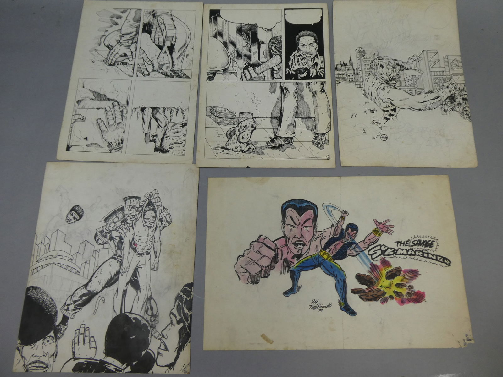 1970's Original Comic Book Art By Black Amateur Artist Sub-mariner (1 of 8)