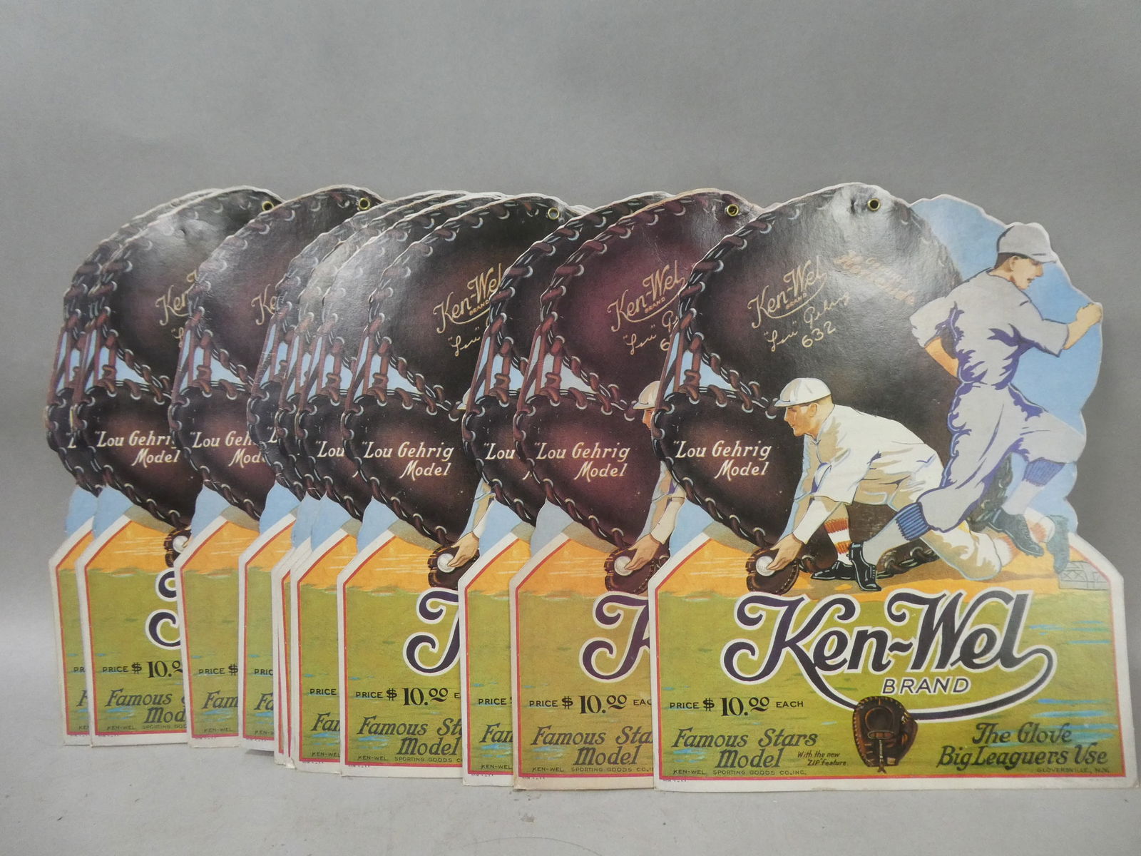 Lot 14 Vintage Repro Ken-Wal Baseball Glove Cardboard Advertising Signs (1 of 5)
