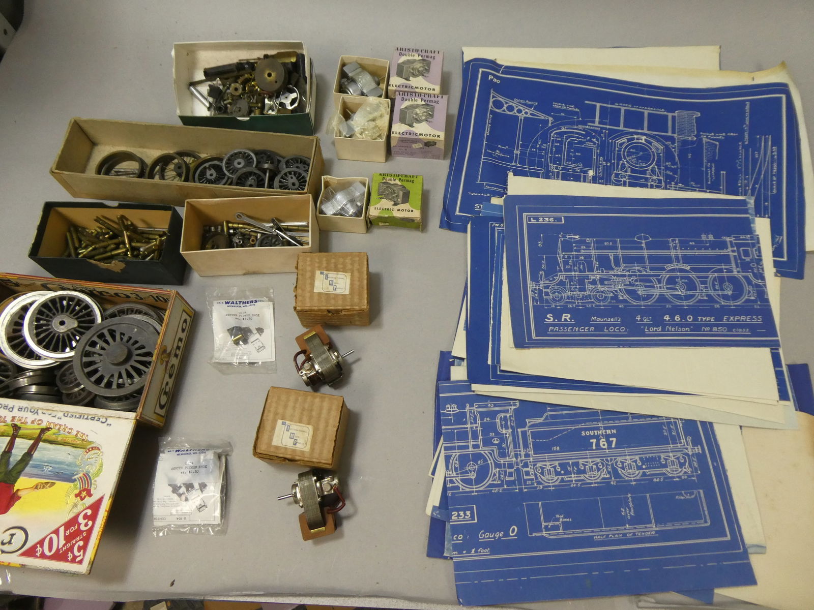 Large Lot Assorted Train Blueprints Parts & Electric Motors