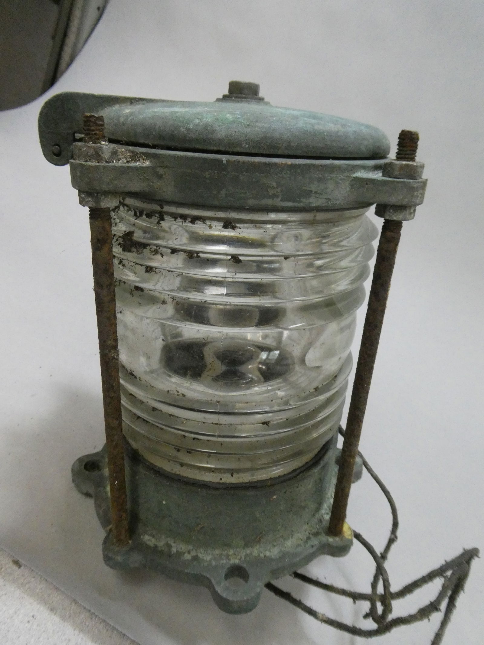 Antique Nautical Harbor Dock Ship Bronze Light w/ Fresnel Lens (1 of 6)