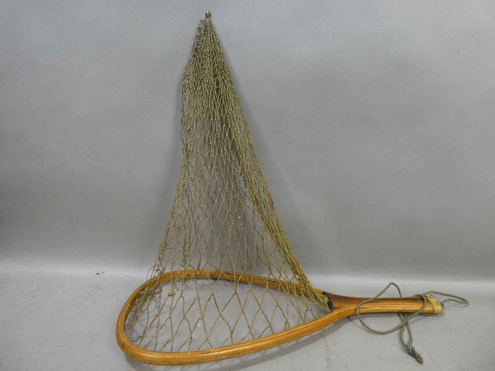 Antique Inlaid Wood Hand Fishing Net (1 of 7)