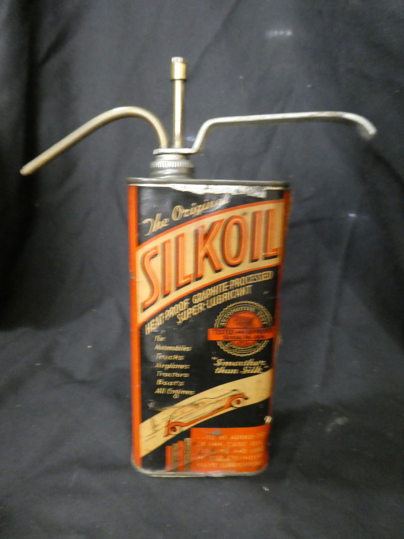 c1930 Original Silkoil Car Auto Super Lubricant Can Dispenser (1 of 7)