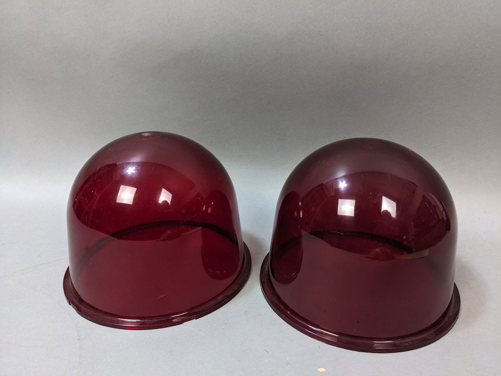 Pair Vintage Red Plastic Police Ambulance Fire Dept Emergency Light Domes (1 of 4)