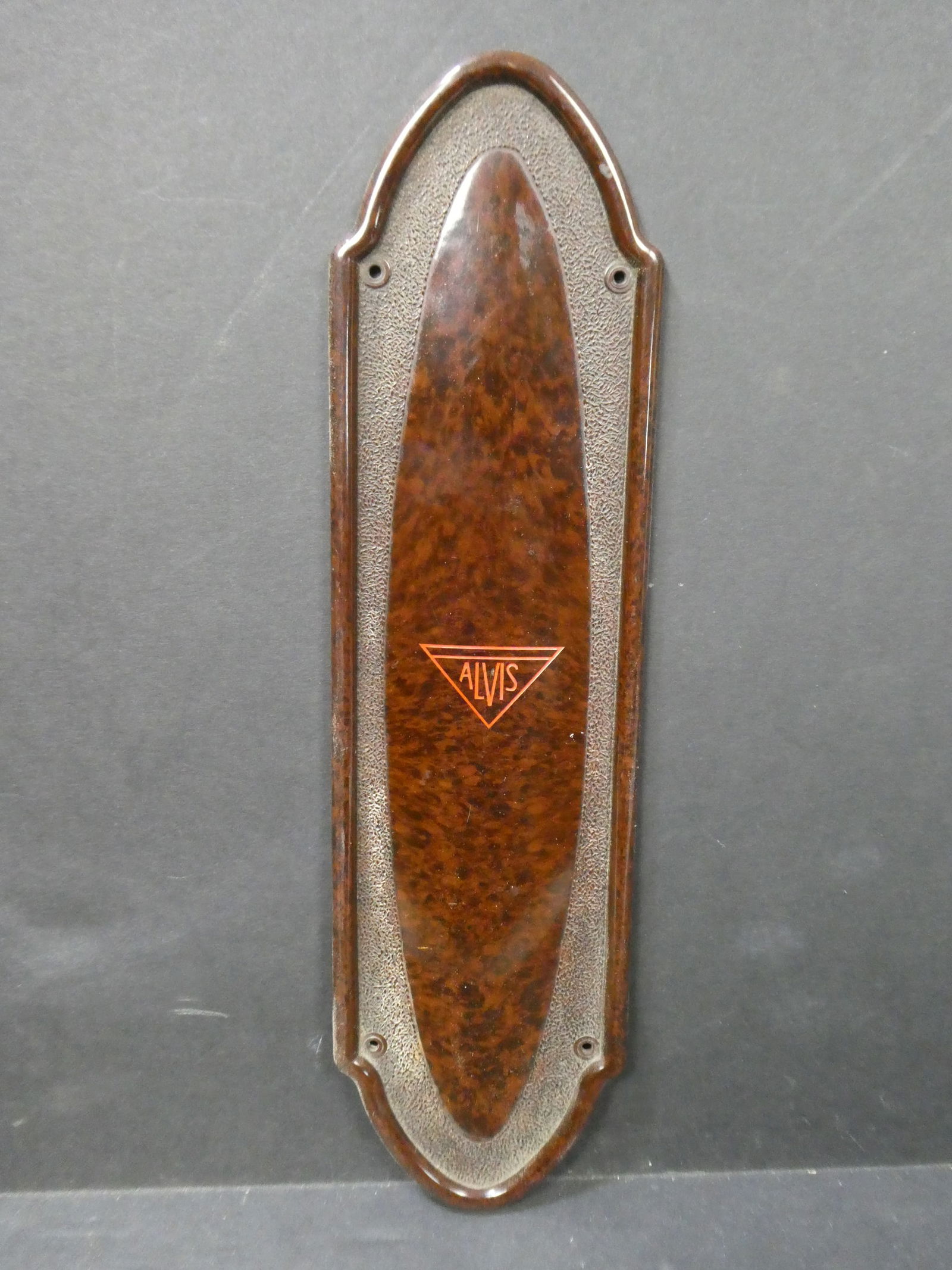 Alvis Motor Car Made in England Early Plastic Faux Wood Grain Door Push Plate (1 of 7)