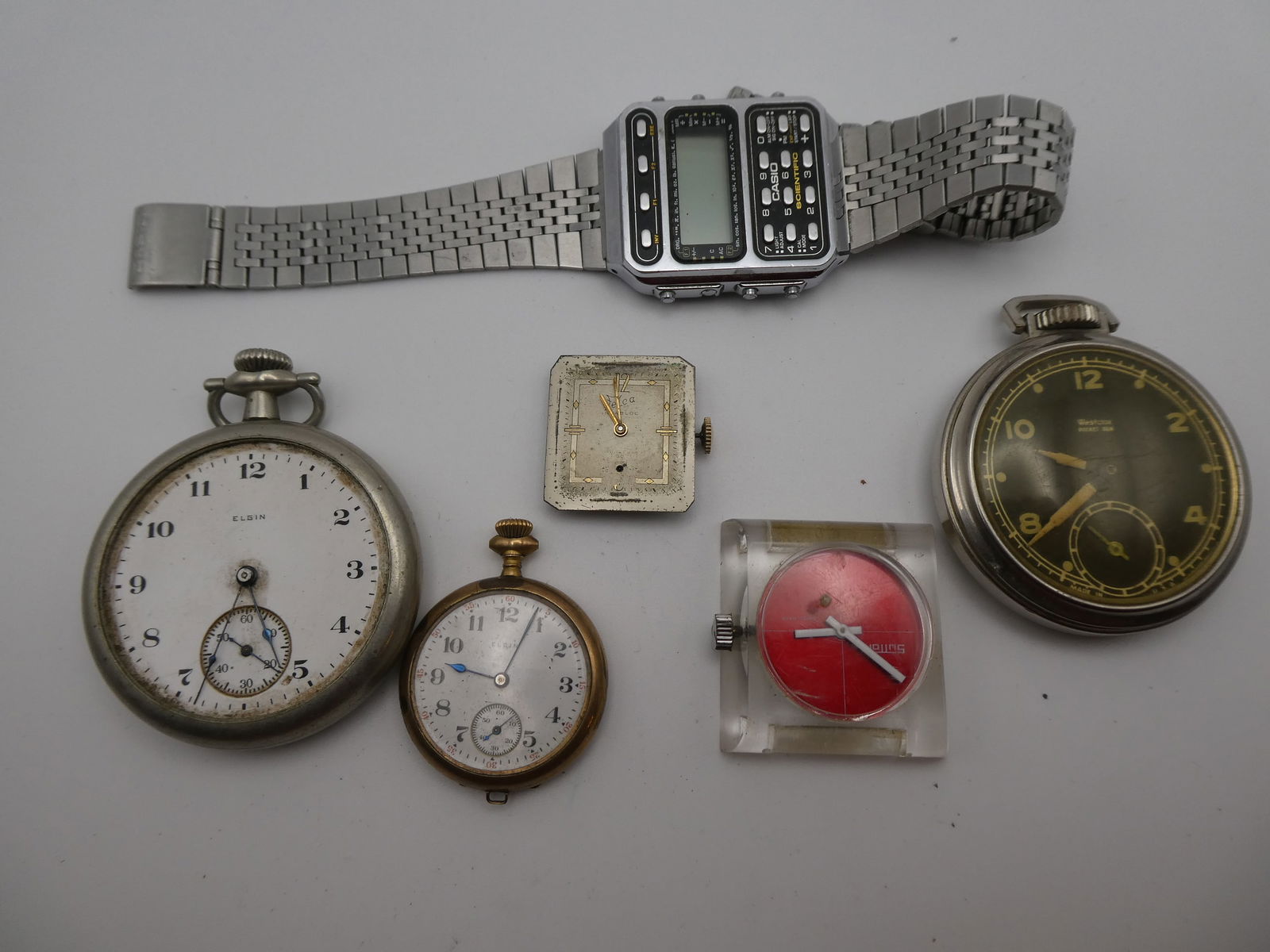 Lot 6 Watches for Parts Casco Sulten Seclo Westclox Elgin (1 of 13)
